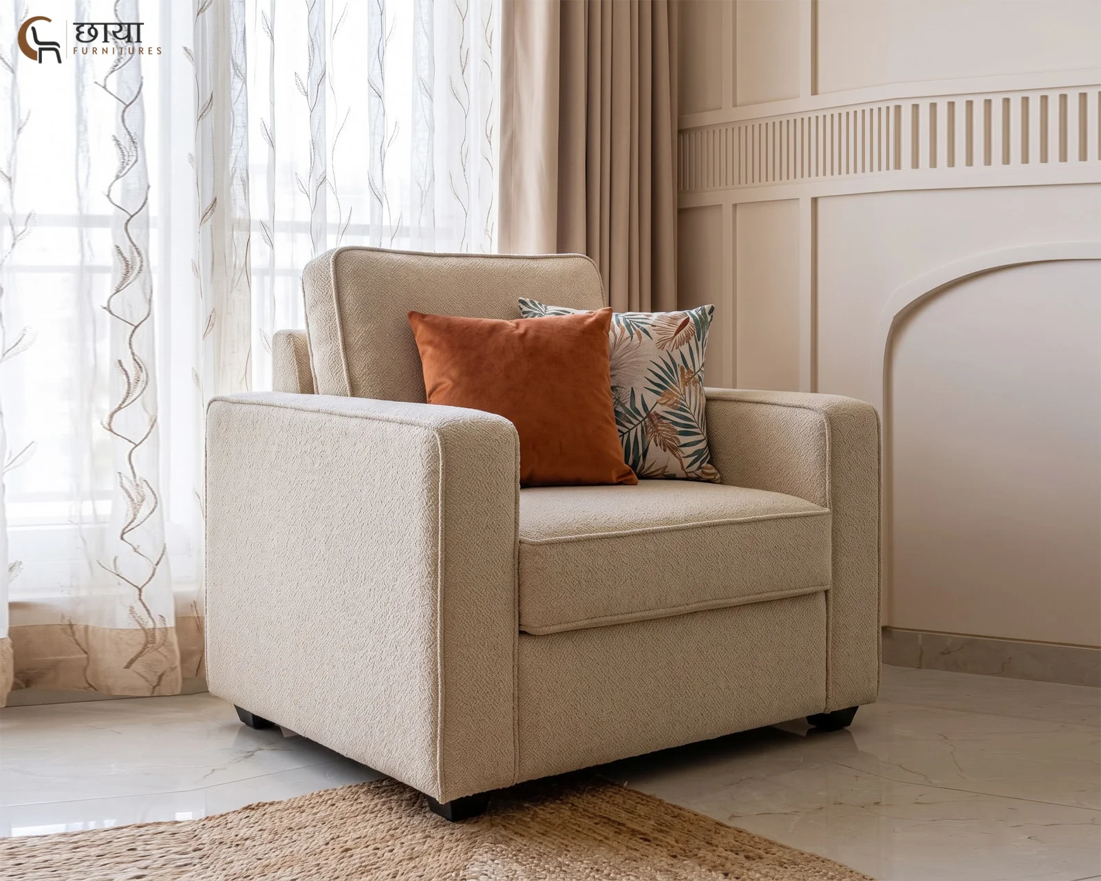 Cairo 3+1+1 Fabric Sofa (Cream) — 16