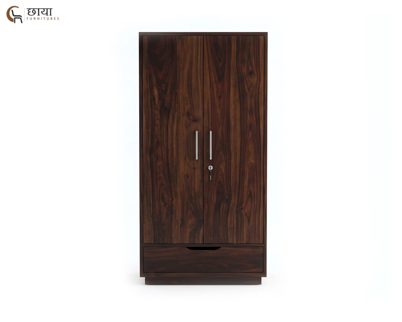 Jimbeam 2 Door Wardrobe (Walnut Finish) — 4