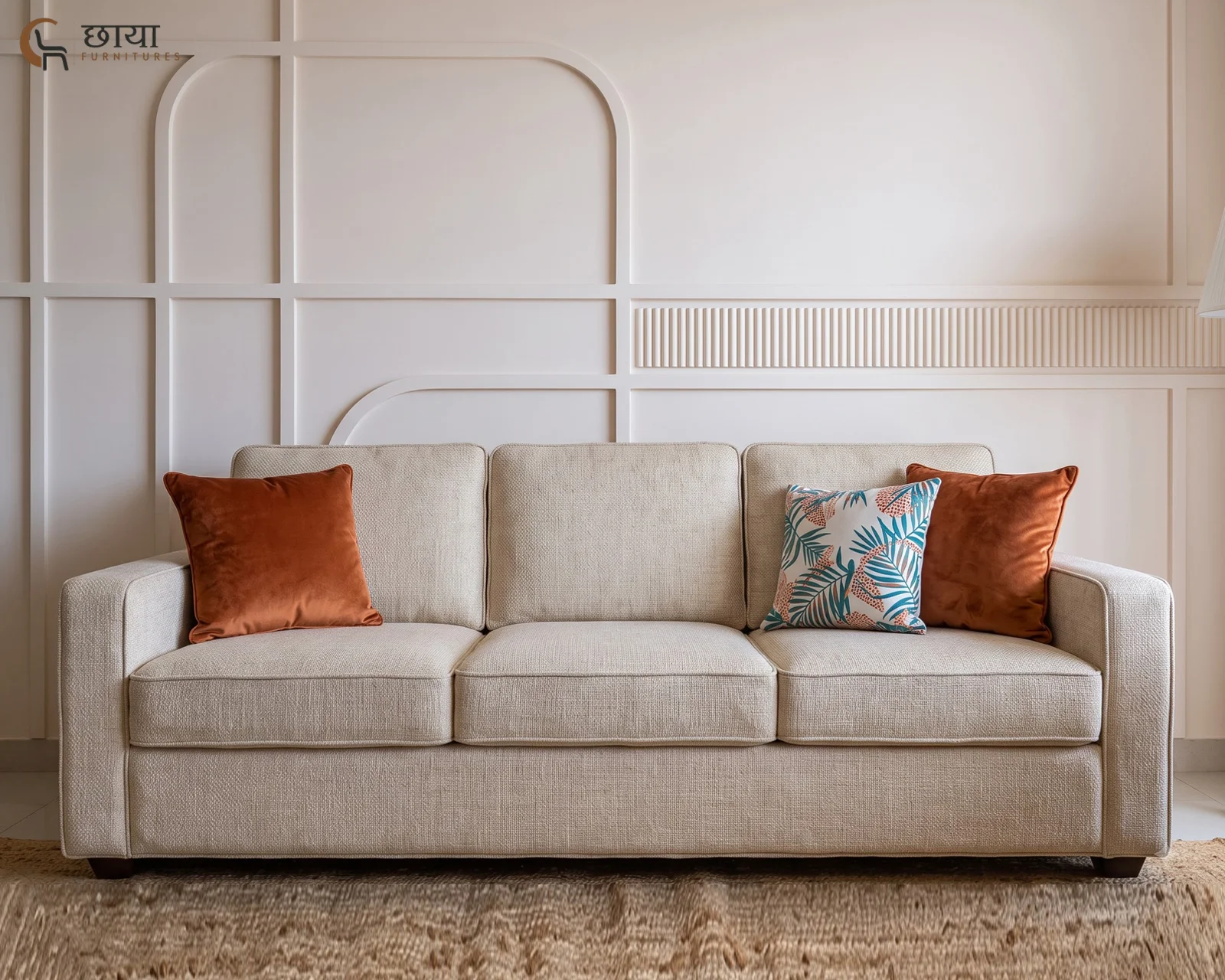 Cairo 3 Seater Fabric Sofa (Cream) — 10