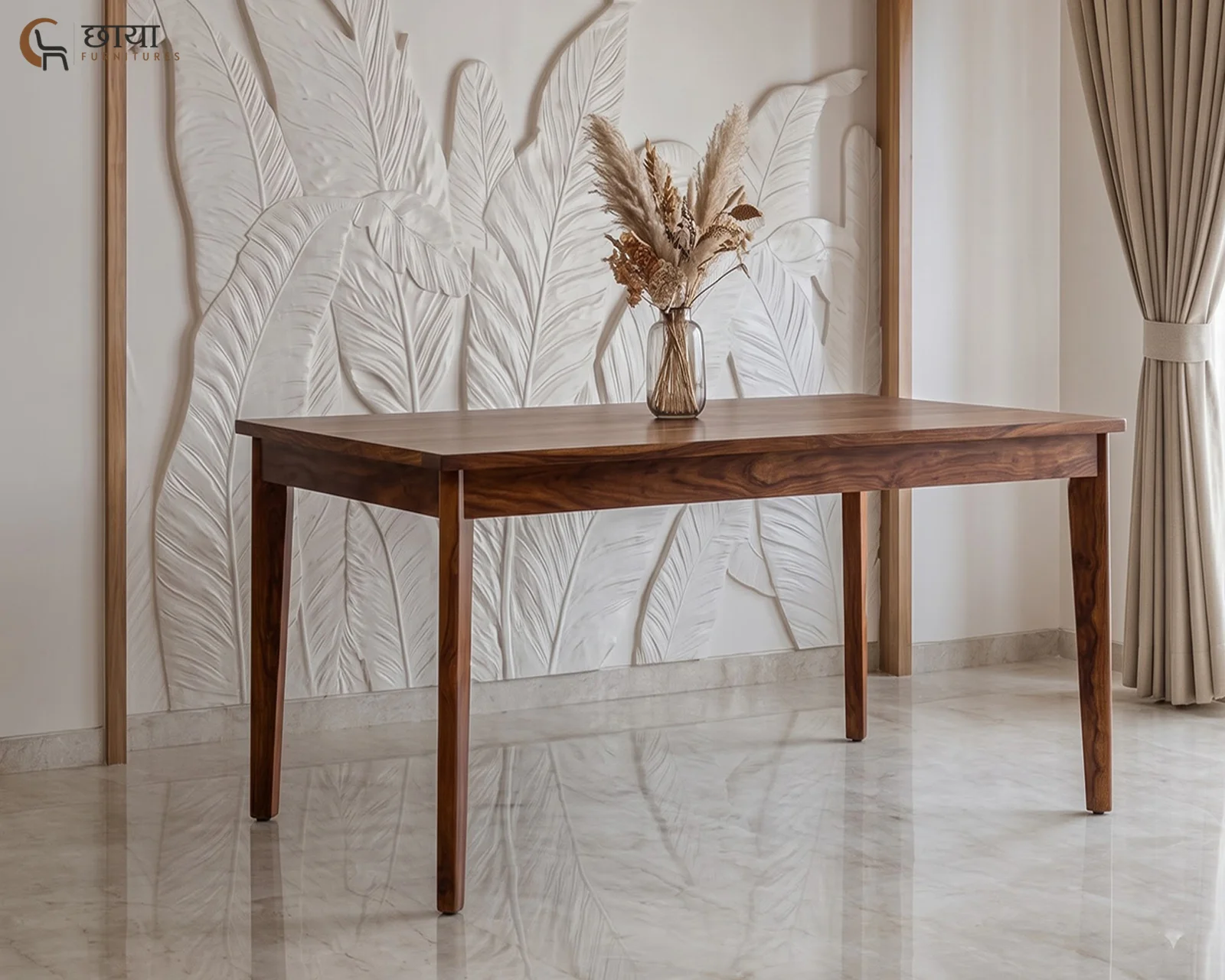 Aangan 6 Seater Dining Table Set (Honey Finish) — 05