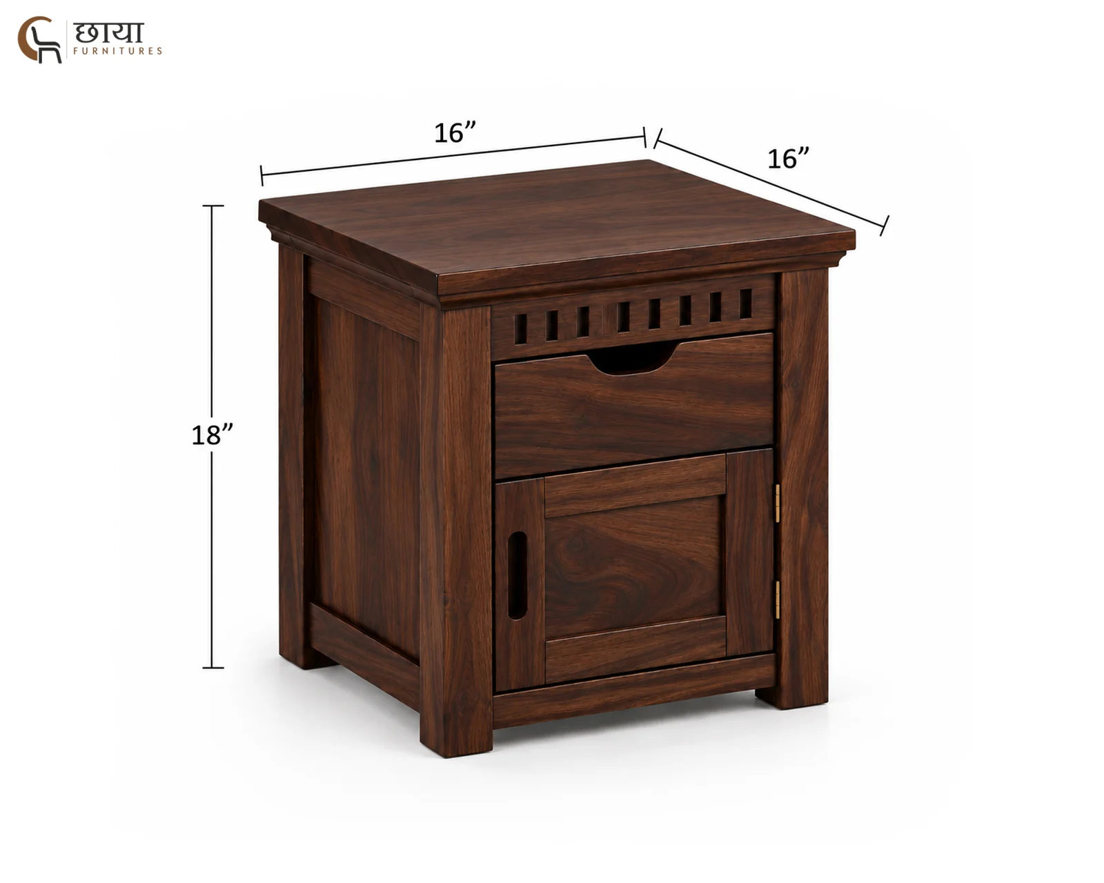 Haven Bedside Table (Walnut Finish) — dim 1