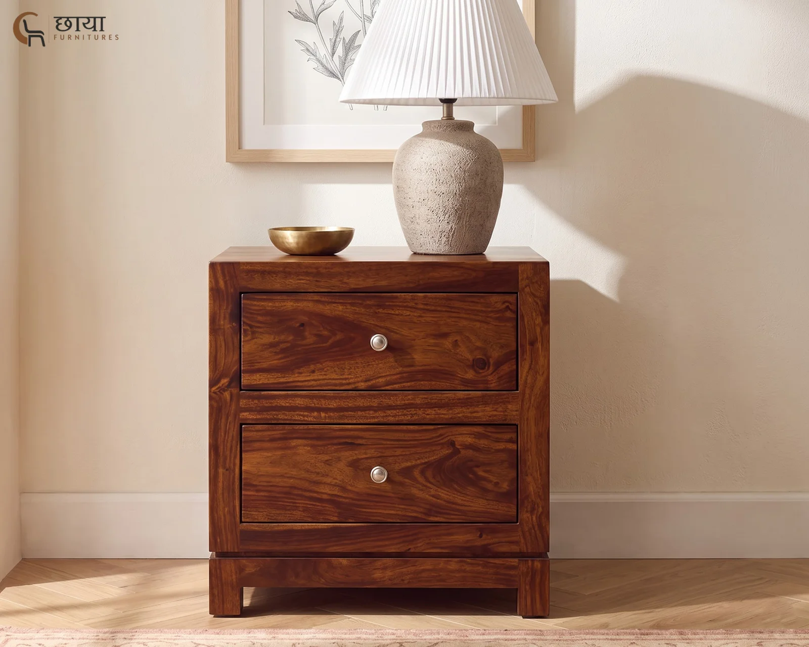 Nidra Bedside Table (Honey Finish) — 9