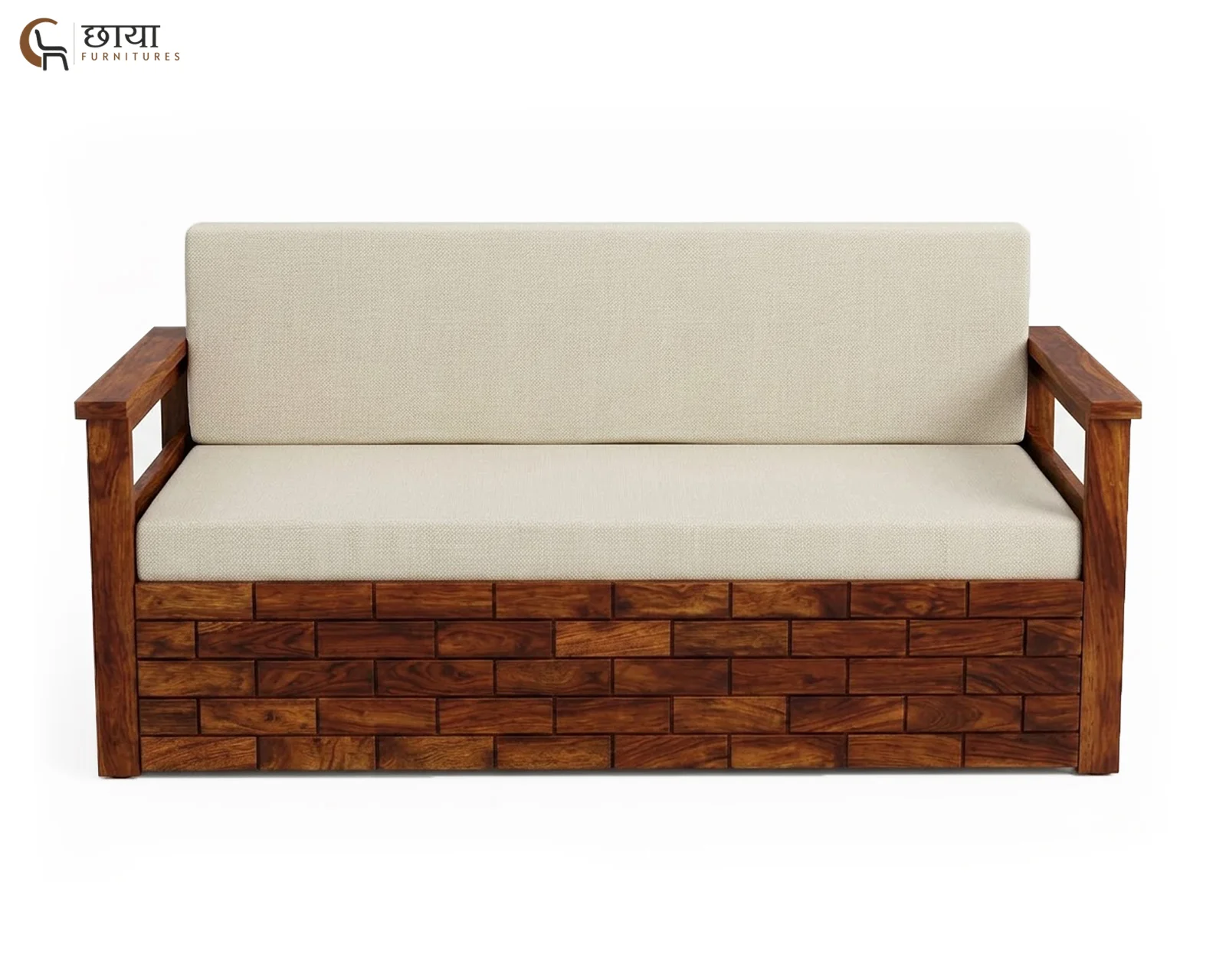 Varys Wooden Sofa Cum Bed (Queen Size, Honey Finish) — 10