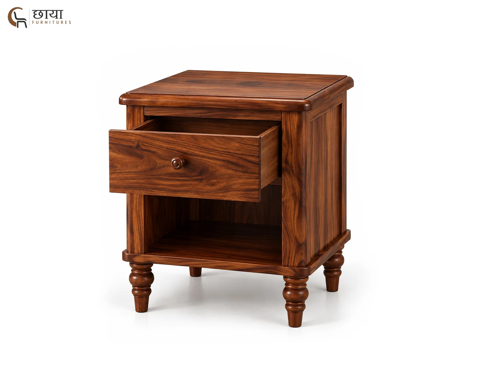 Rajveer Bedside Table (Honey Finish) — 4