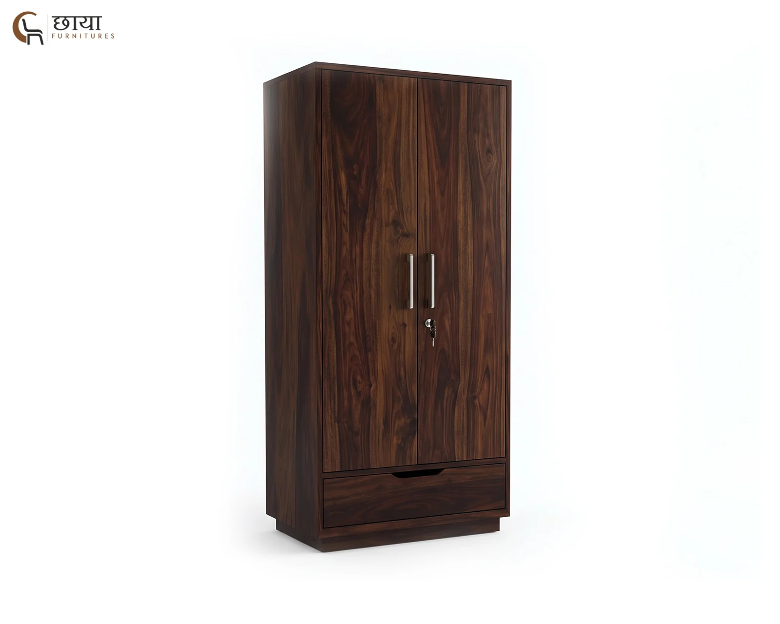 Jimbeam 2 Door Wardrobe (Walnut Finish) — 3
