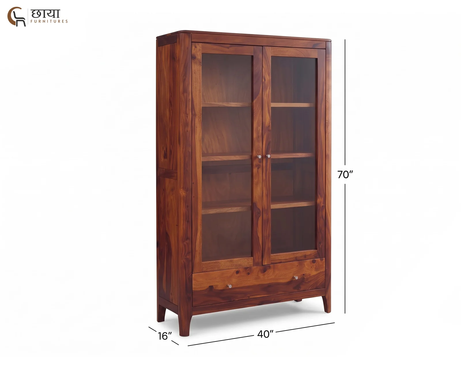 Tommy Sheesham Wood Kitchen Cabinet (Honey Finish) — dim 2