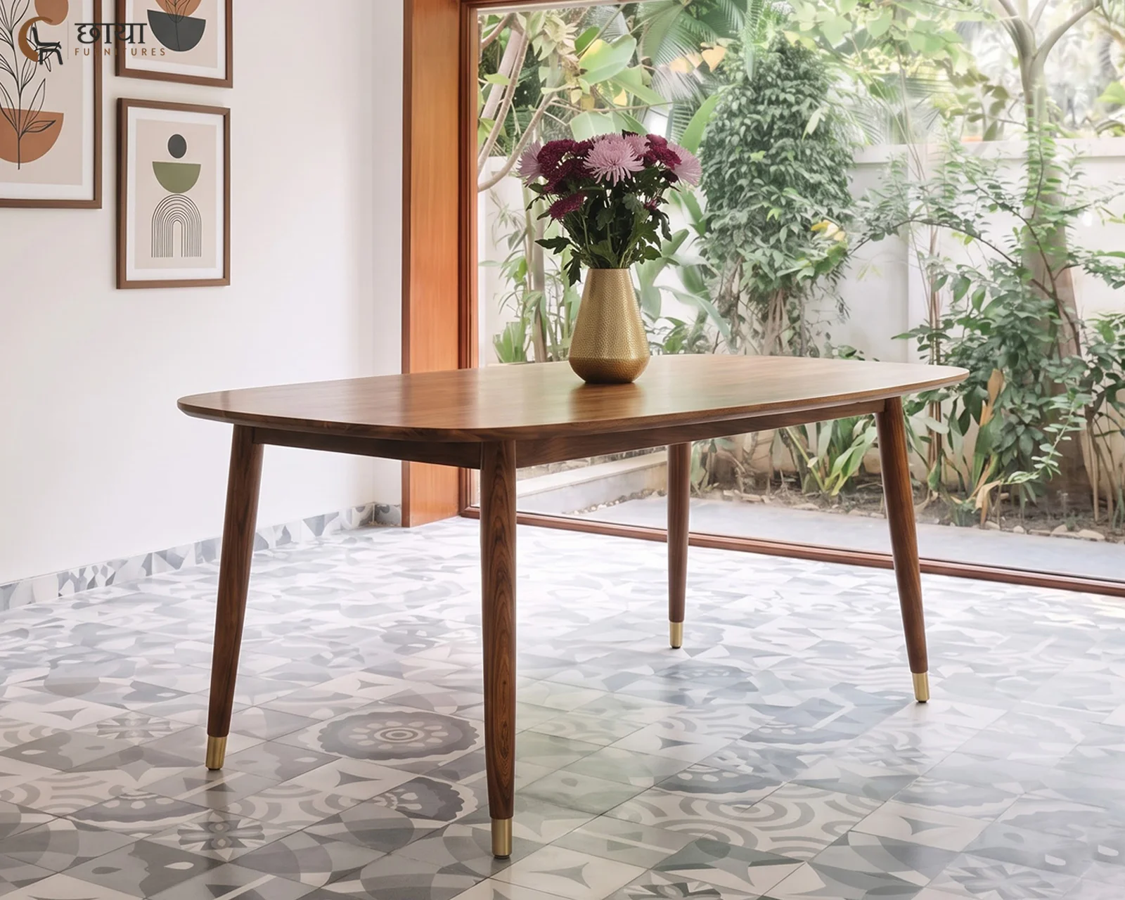 Rasoi 6 Seater Dining Table (Honey Finish) — front