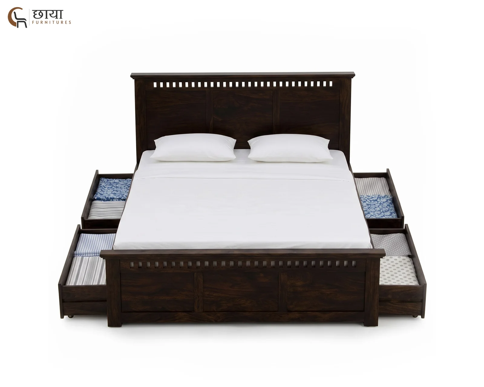 Manasa Sheesham Wood Bed With Draw Storage (Queen Size, Walnut Finish) — 4