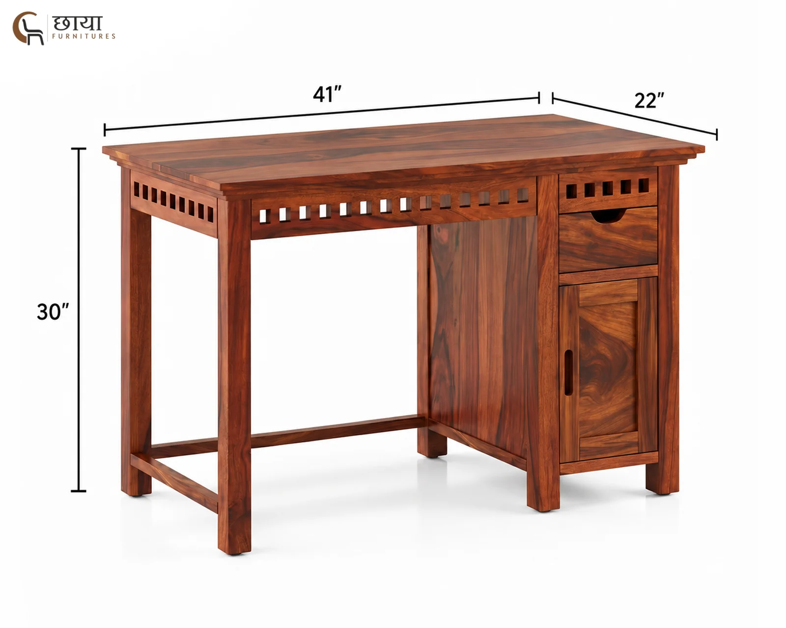Haven Study Table (Honey Finish) — dim 1