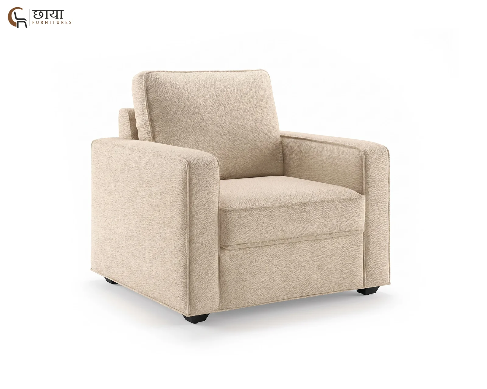 Cairo Single Seater Fabric Sofa (Cream) — 6