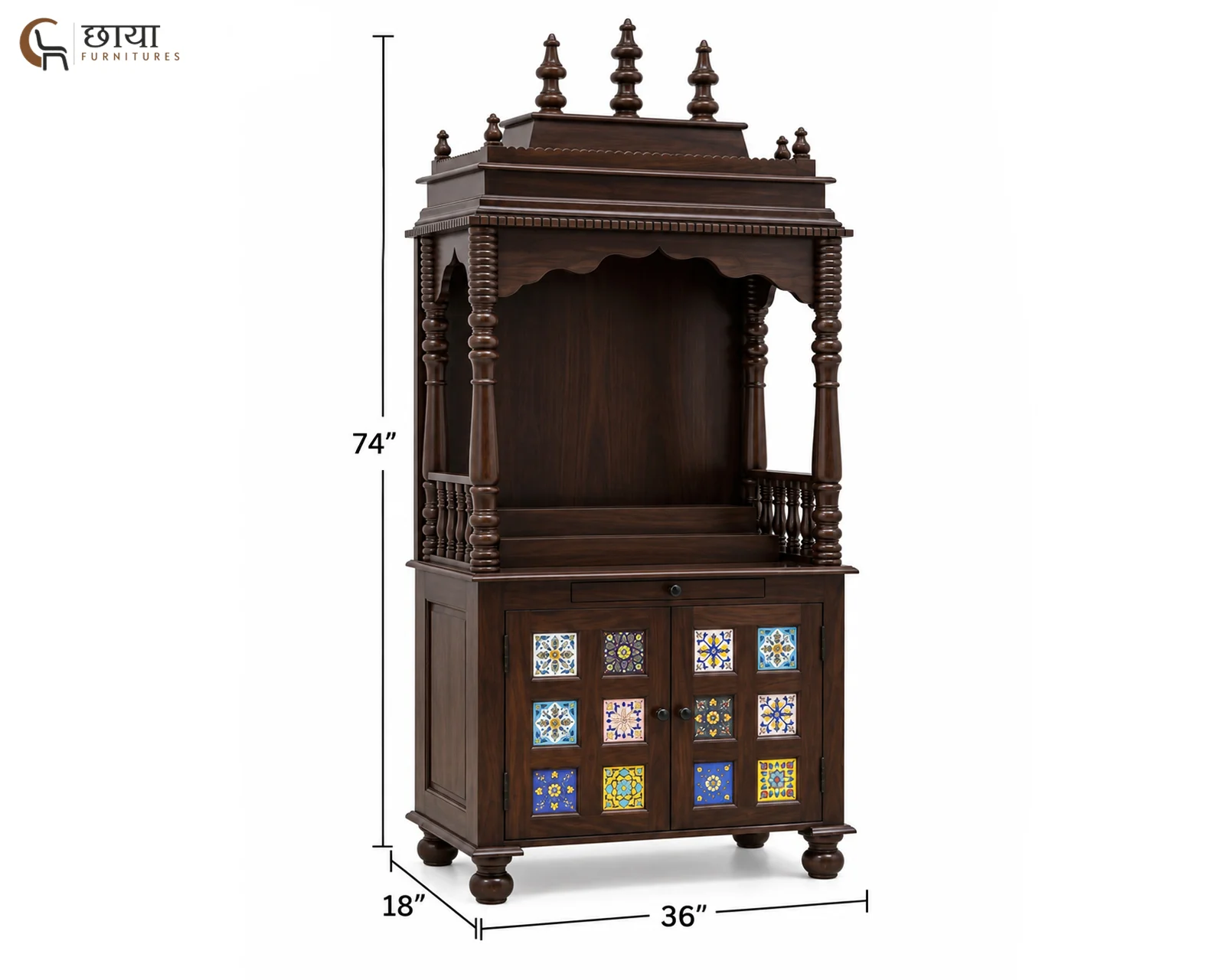 Alvara Home Temple (Walnut Finish) — dim 1