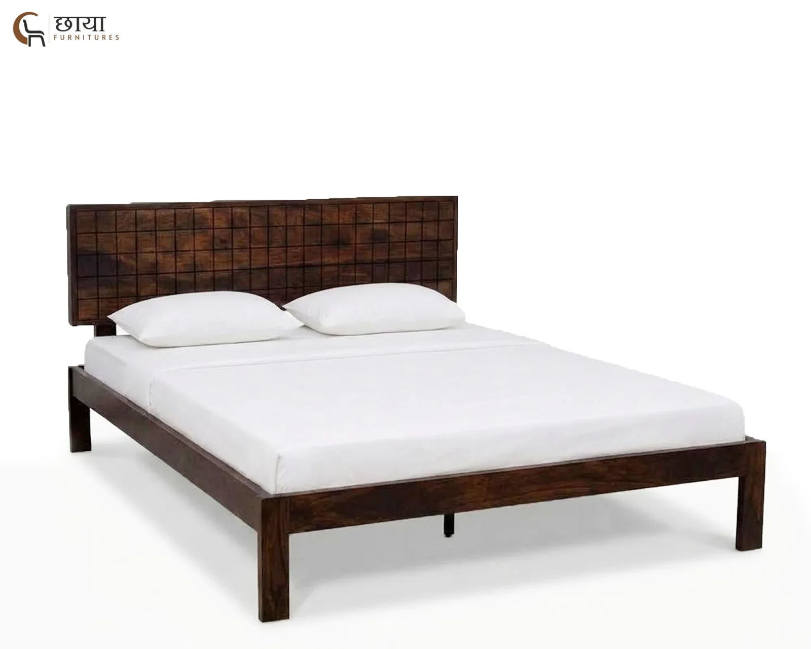 Denver Sheesham Wood Bed Without Storage (Queen Size, Walnut Finish) — 1