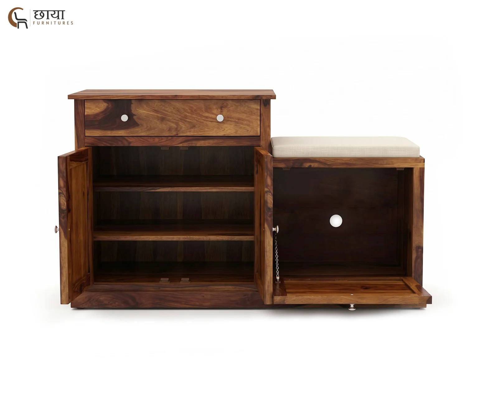 Elara Shoe Rack (Honey Finish) — 4