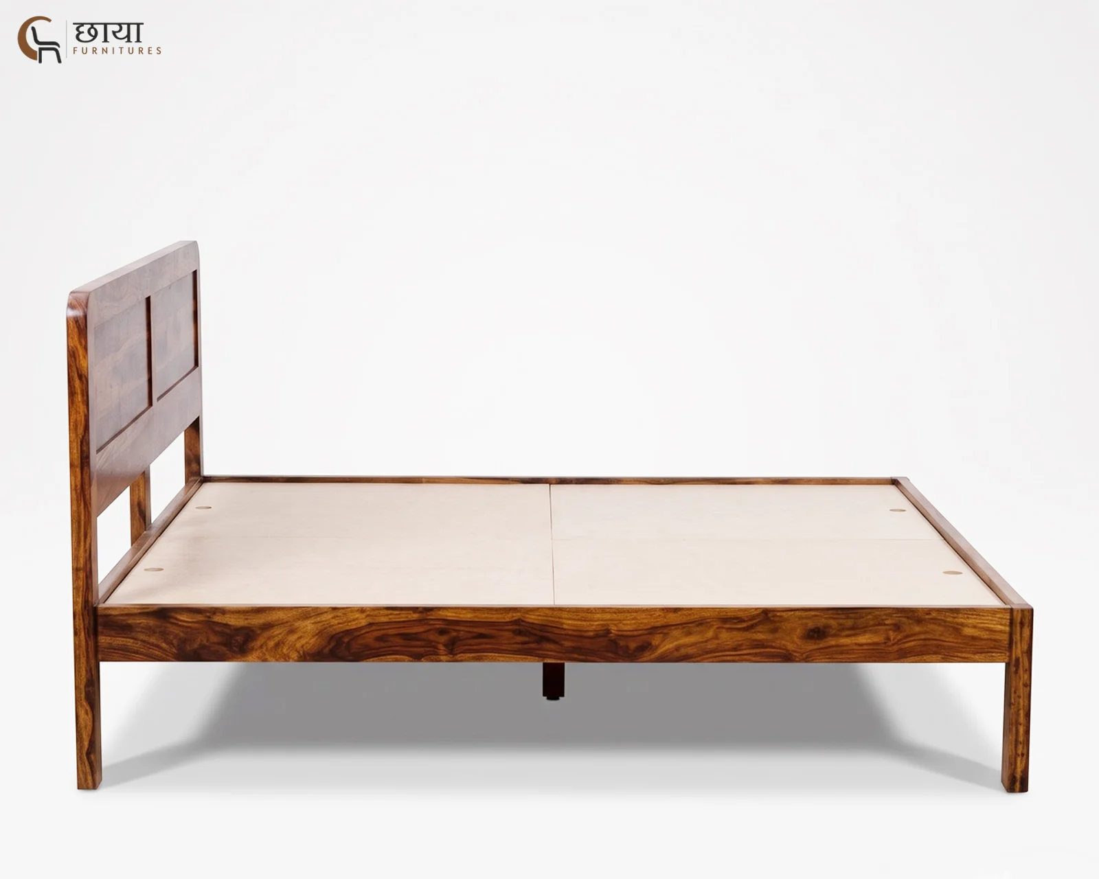 Hannah Sheesham Wood Bed Without Storage (Queen Size, Honey Finish) — 7