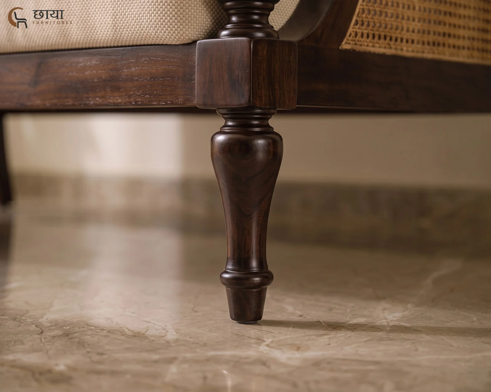 Aarohi Rattan Bench (Walnut Finish) — 15