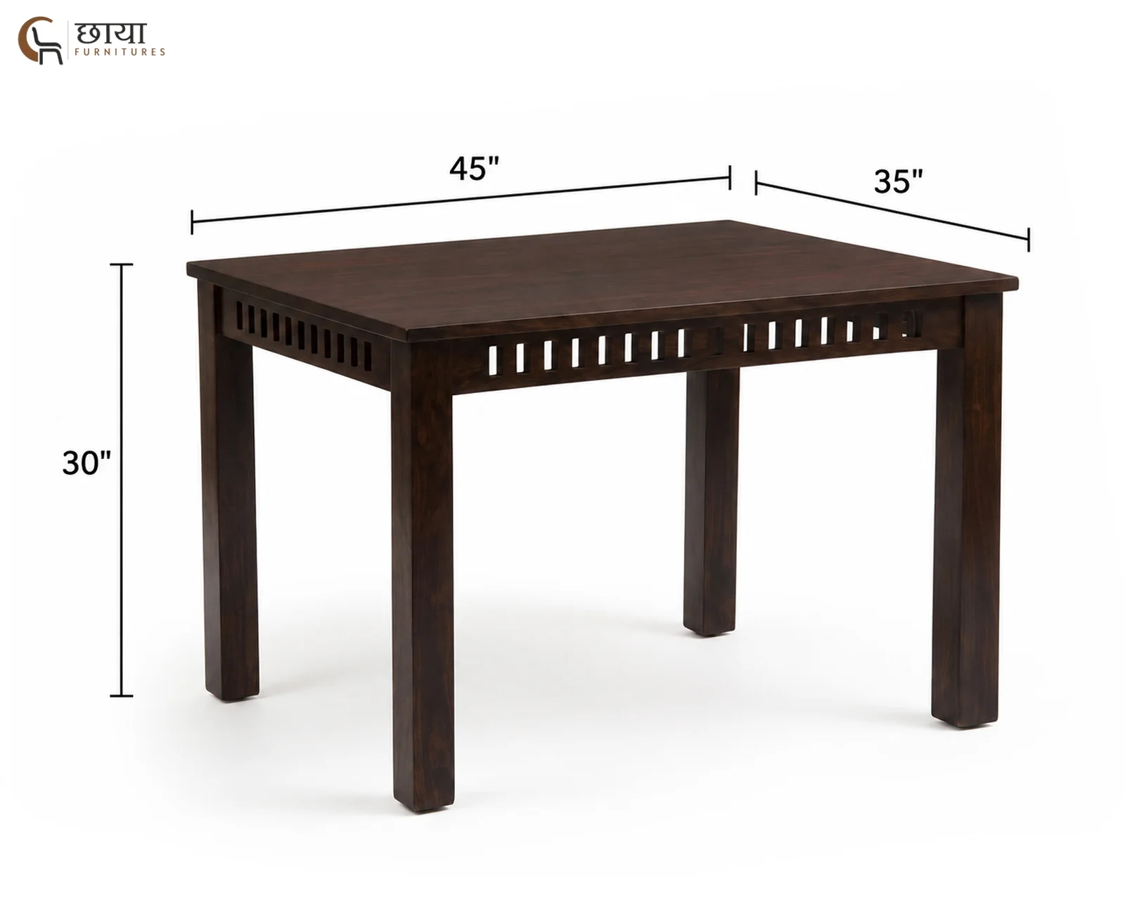 Haven 4 Seater Dining Table (Walnut Finish) — dim 1