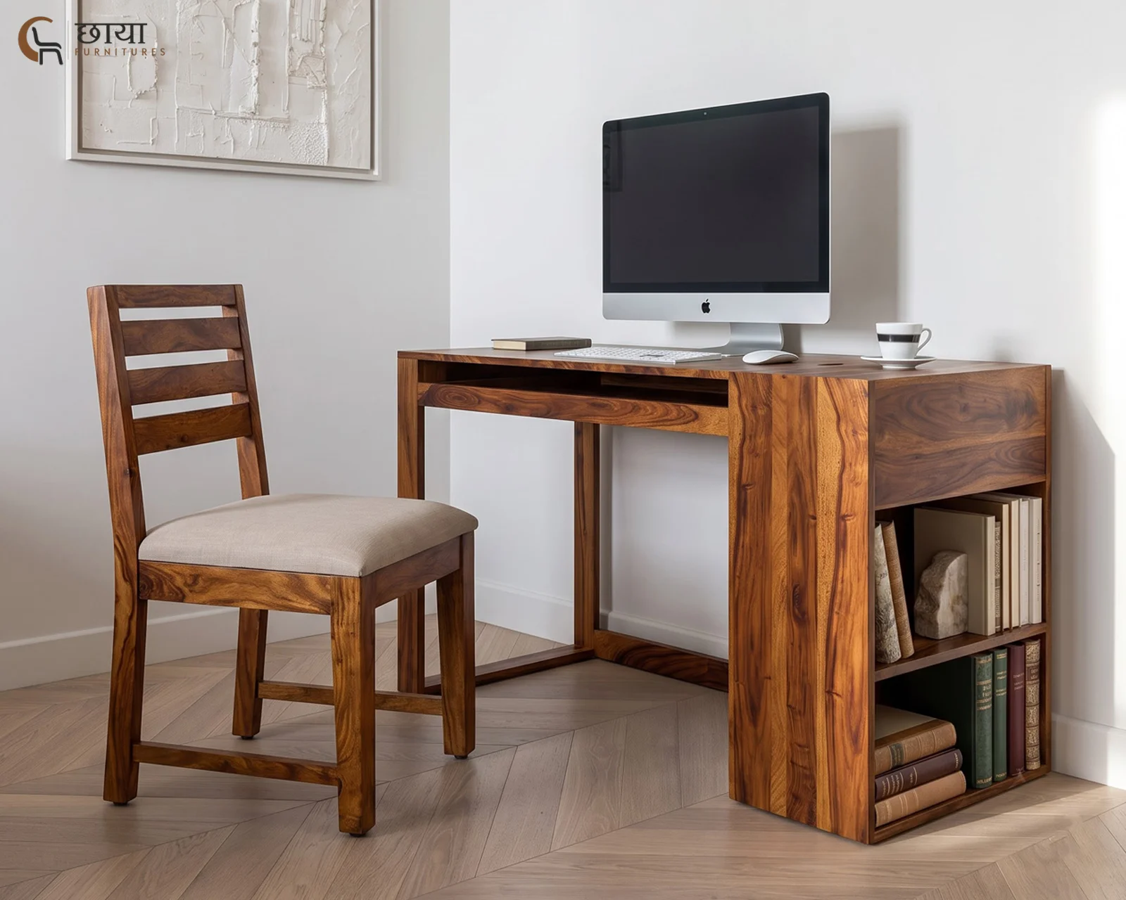Stark Study Table (Honey Finish) — front (2)