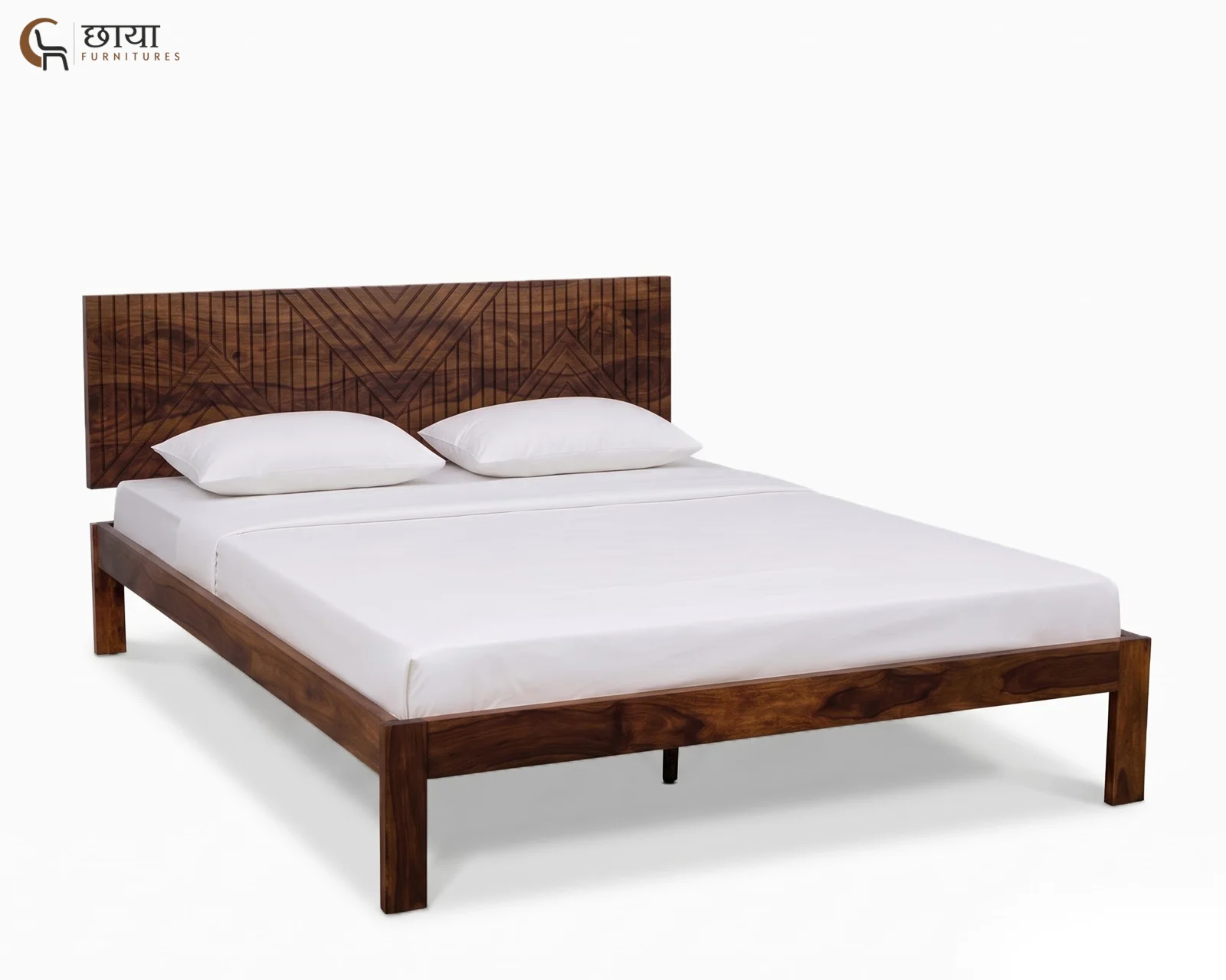Jonas Sheesham Wood Bed Without Storage (King Size, Honey Finish) — 5