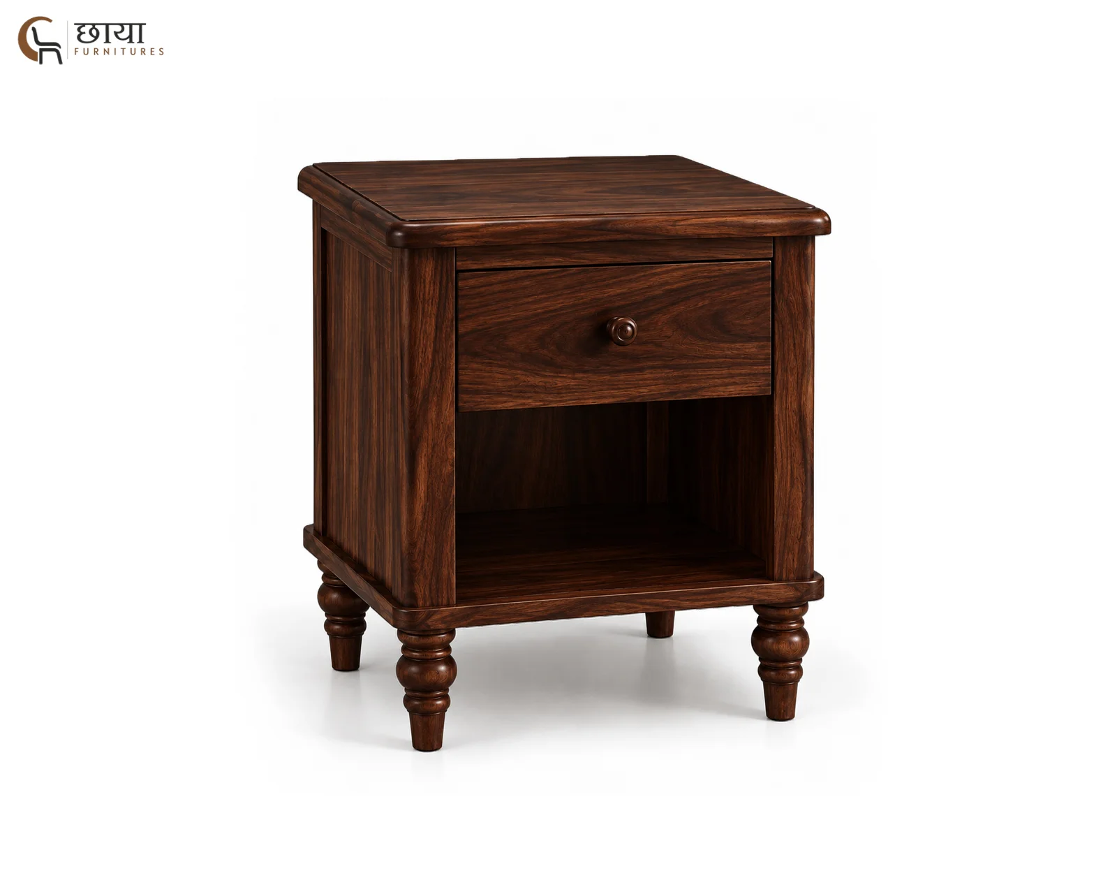 Rajveer Bedside Table (Walnut Finish) — 3