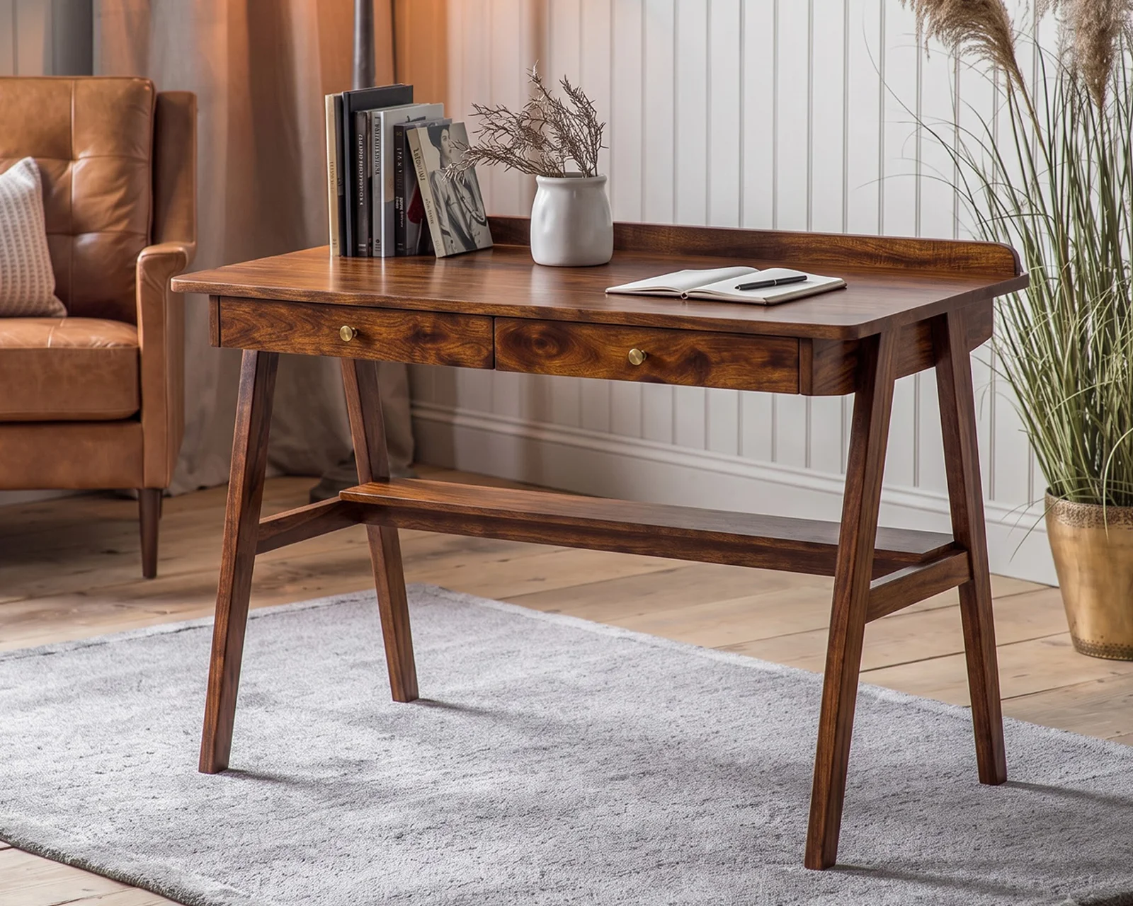 Mira Study Table (Teak Finish) — 5