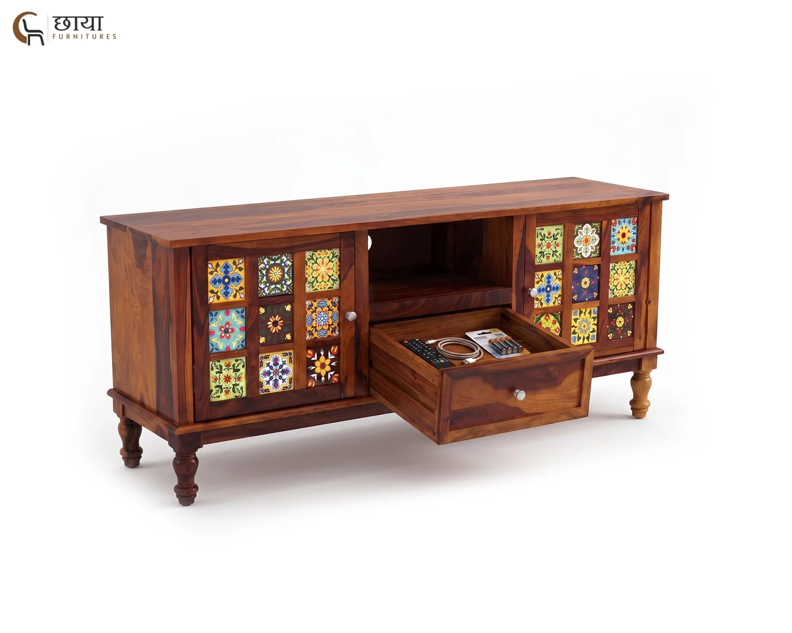 Alvara TV Unit (Honey Finish) — 3