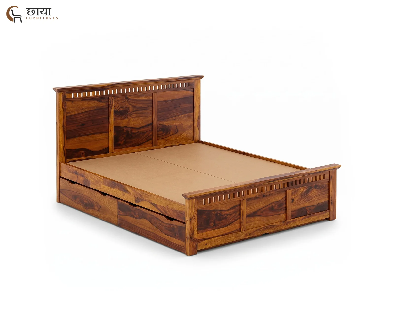 Manasa Sheesham Wood Bed With Drawer Storage (King Size, Honey Finish) — 8