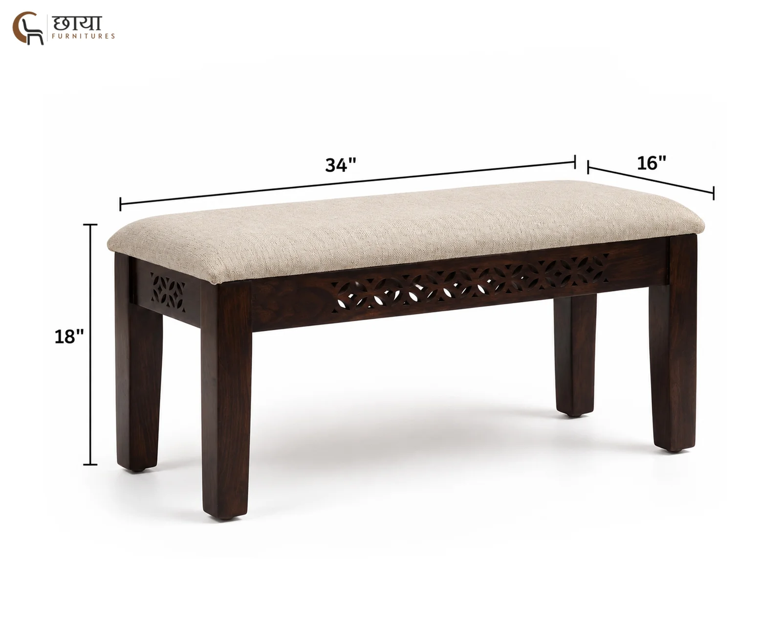 Luxe 4 Seater Dining Table Set With Bench (Walnut Finish) — 1