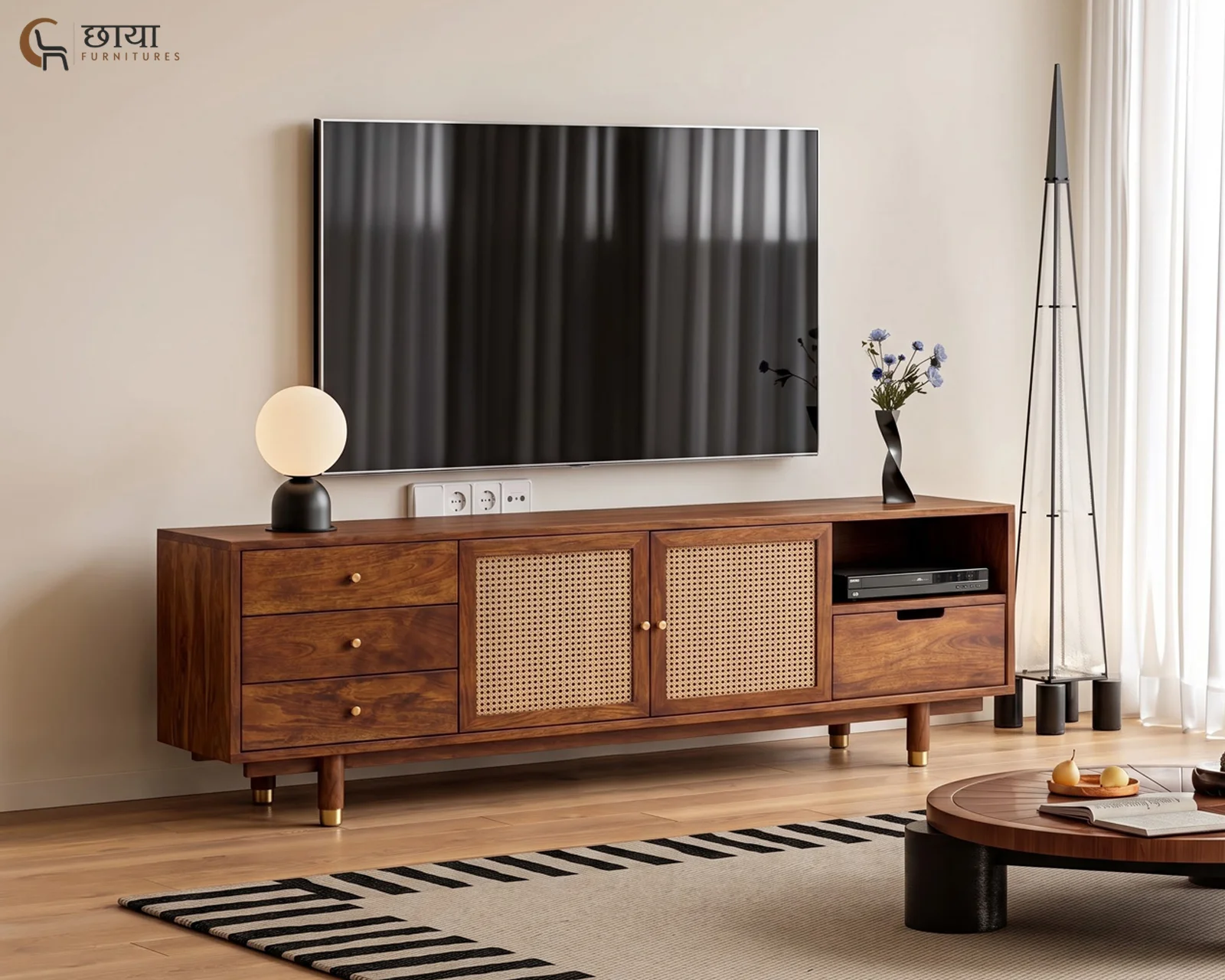 Milano Tv Unit (Teak Finish) — 5