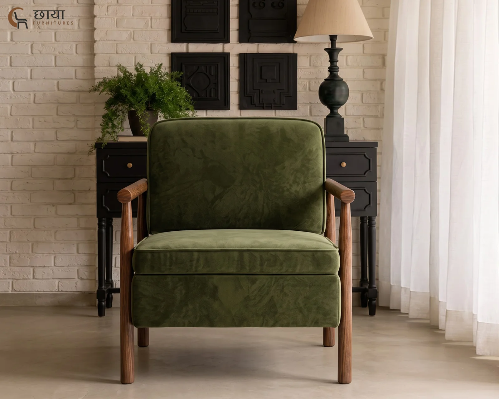 Sansa Arm Chair With Storage (Green Velvet) — 8