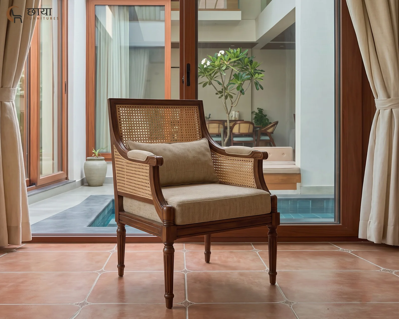 Novi Arm Chair (Teak Finish) — front 1