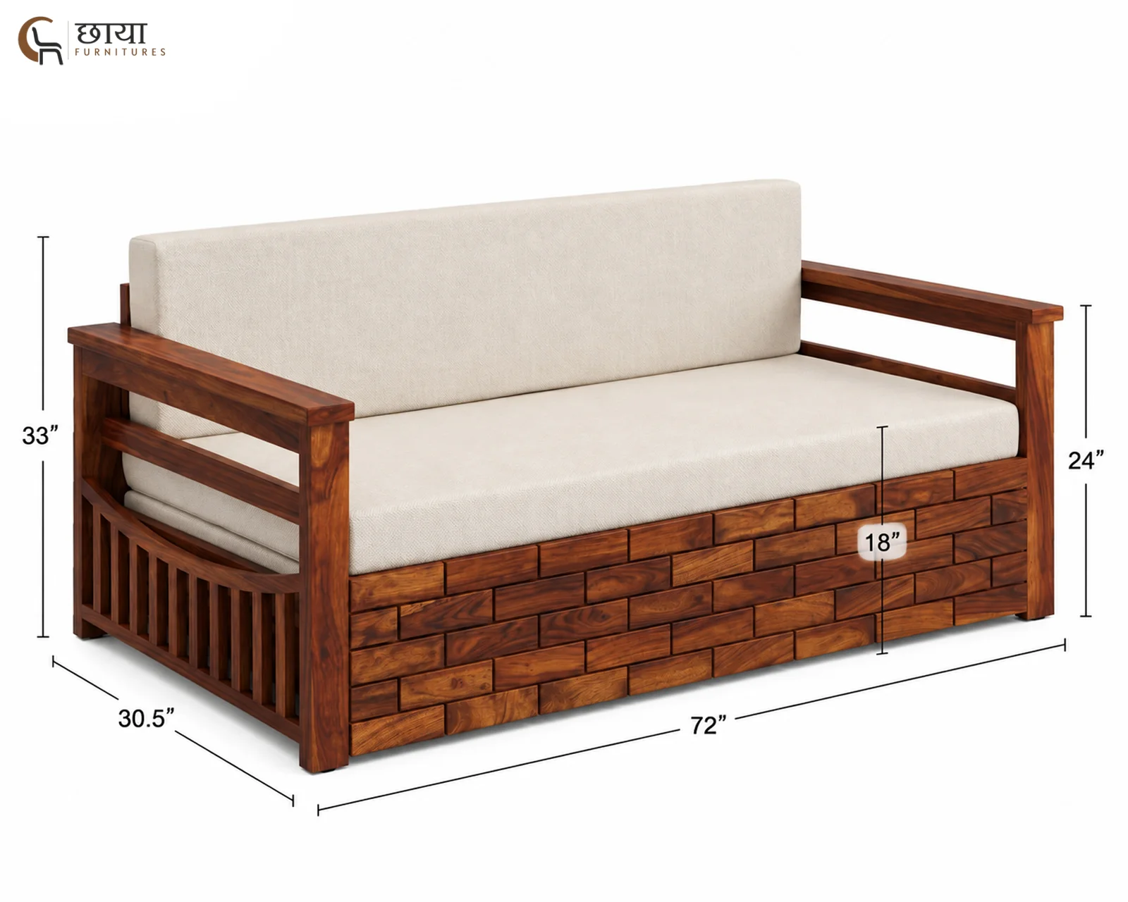 Varys Wooden Sofa Cum Bed (King Size, Honey Finish) — king size (4)