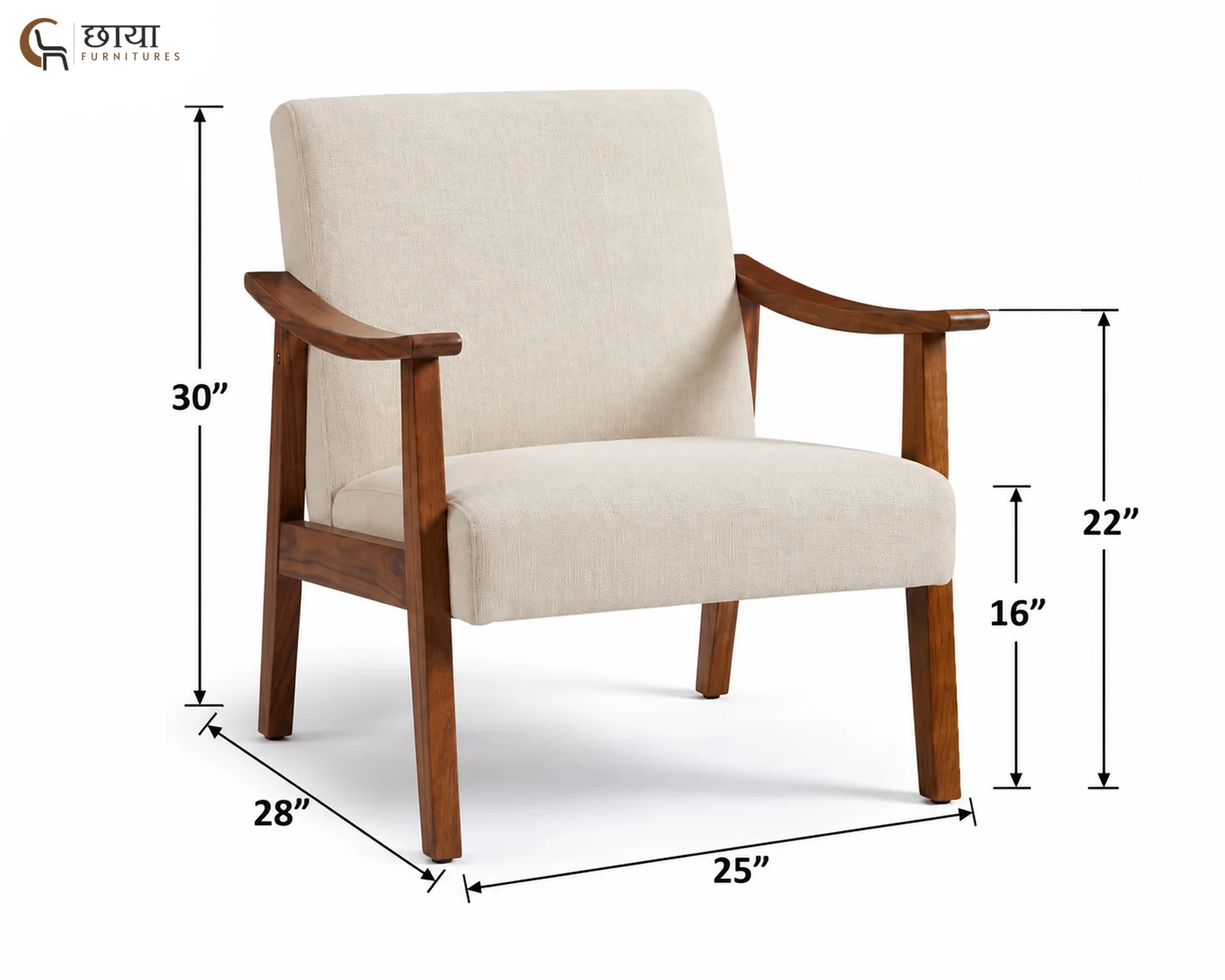 Wilder Arm Chair (Cream) — dim 3