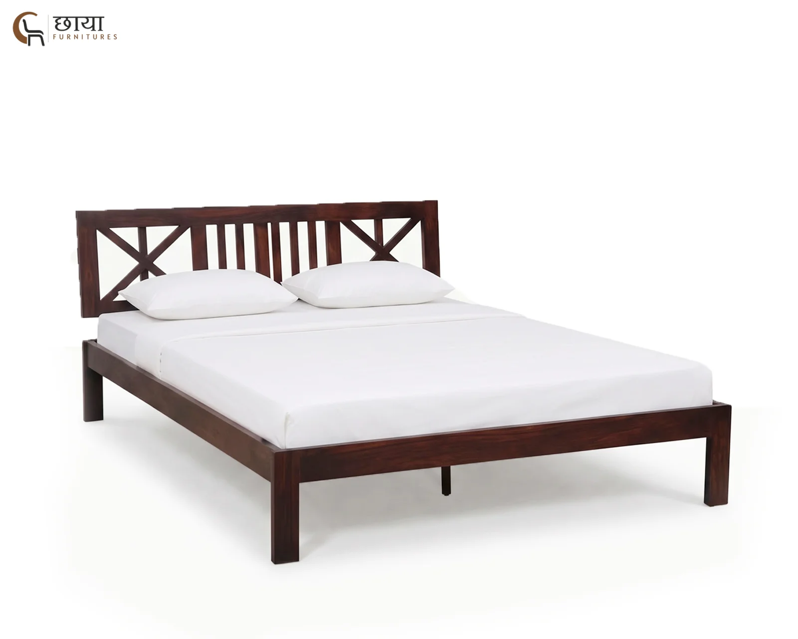 Carol Sheesham Wood Bed Without Storage (King Size, Walnut Finish) — 2