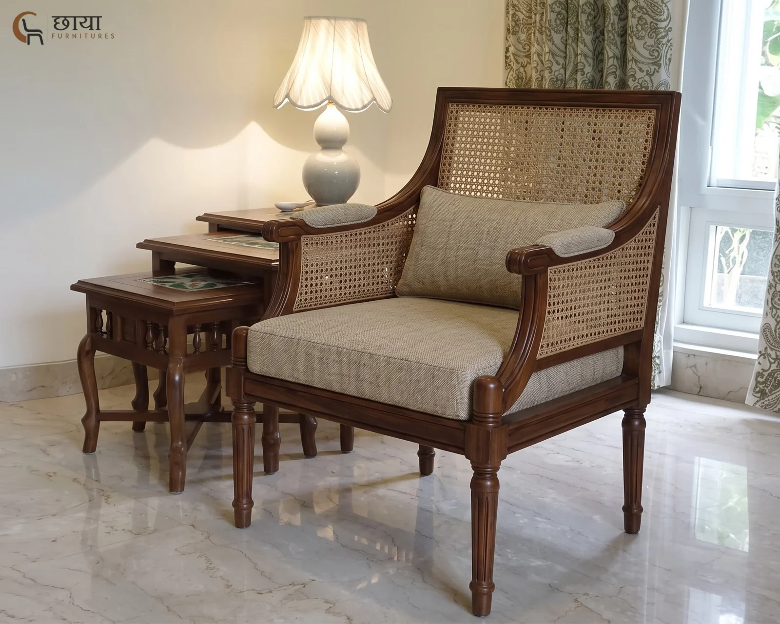 Novi Arm Chair (Teak Finish) — 8