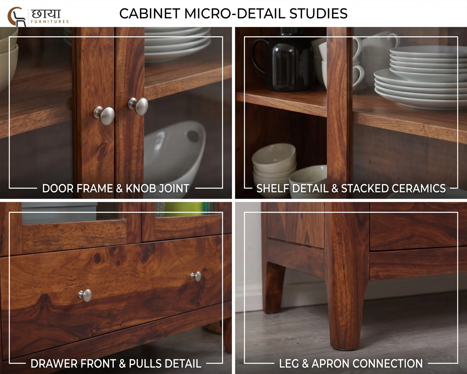 Tommy Sheesham Wood Kitchen Cabinet (Honey Finish) — 10