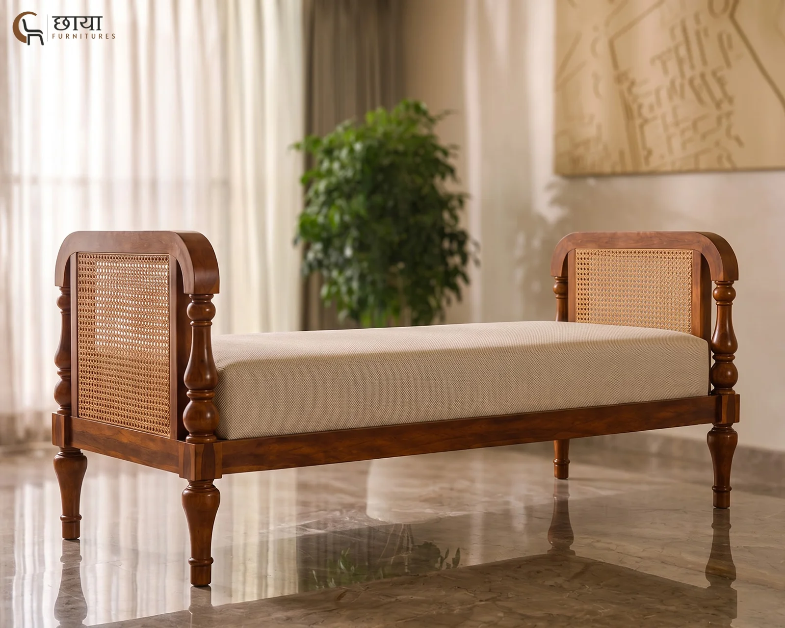Aarohi Rattan Bench (Honey Finish) — 11