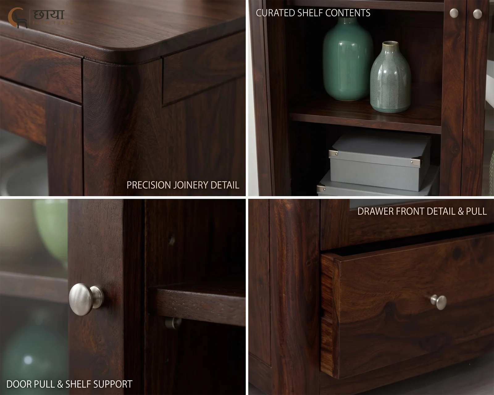 Tommy Sheesham Wood Kitchen Cabinet (Walnut Finish) — 14