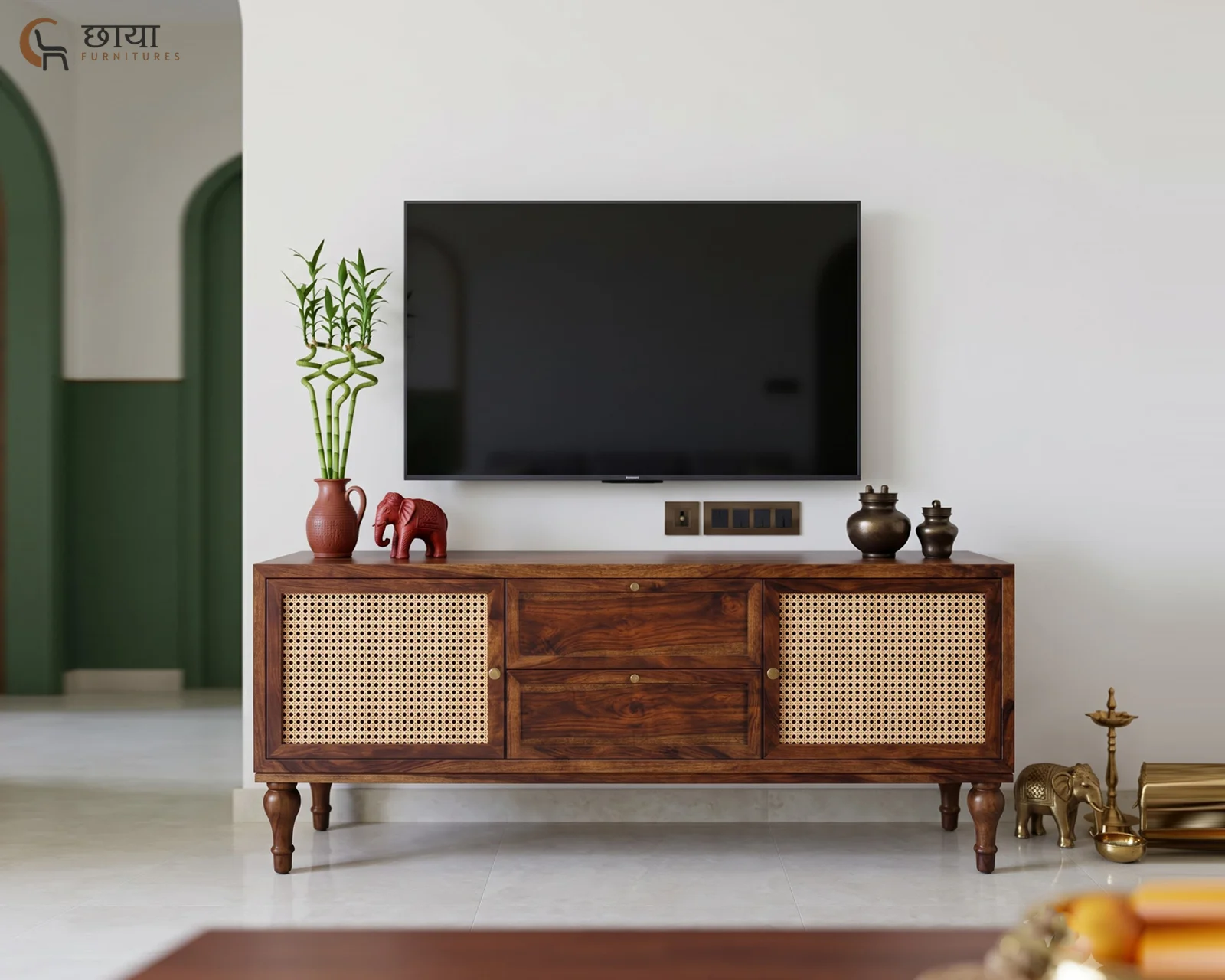 Avora TV Unit (Honey Finish) — (8)