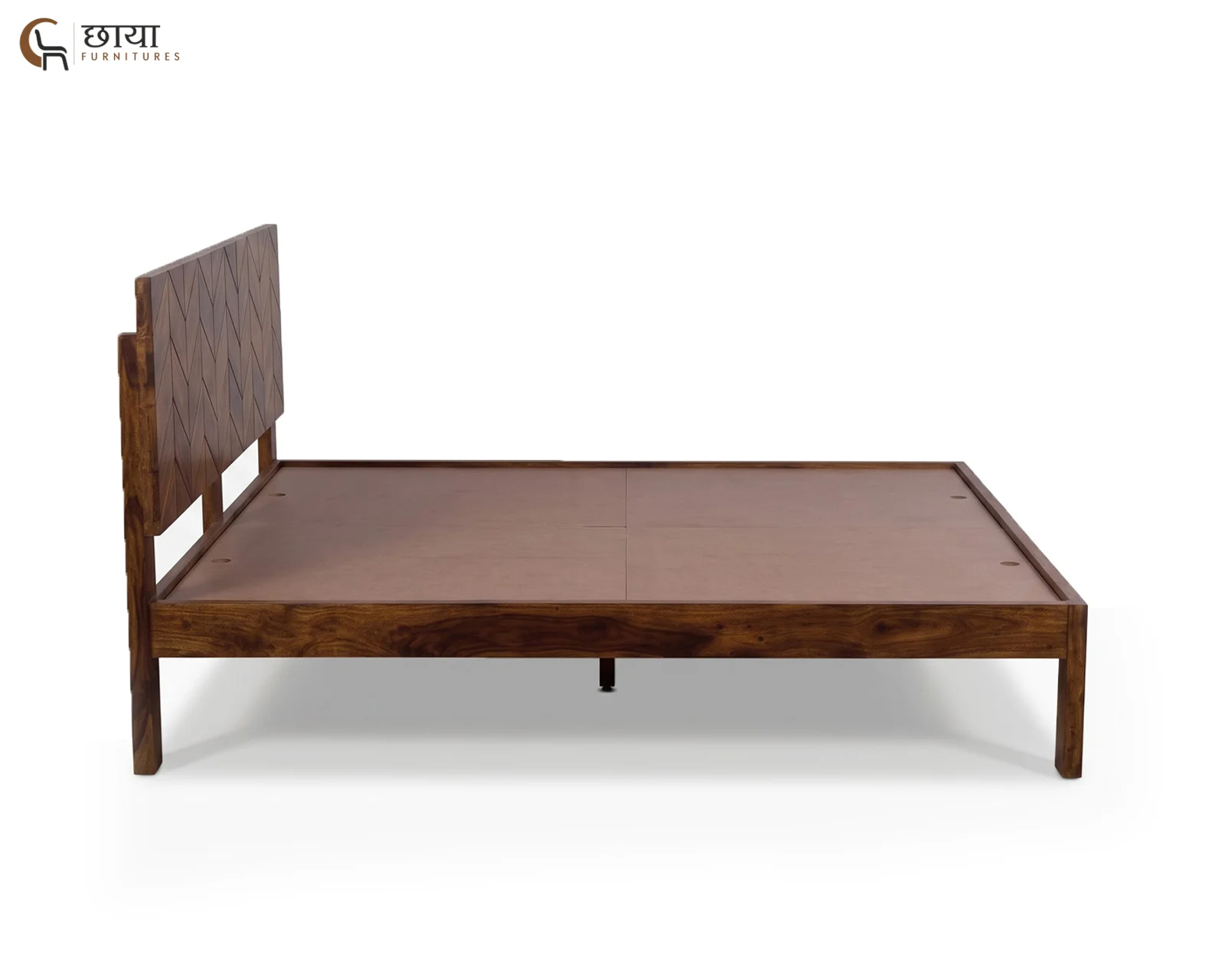 Frey Sheesham Wood Bed Without Storage (King Size, Honey Finish) — 9