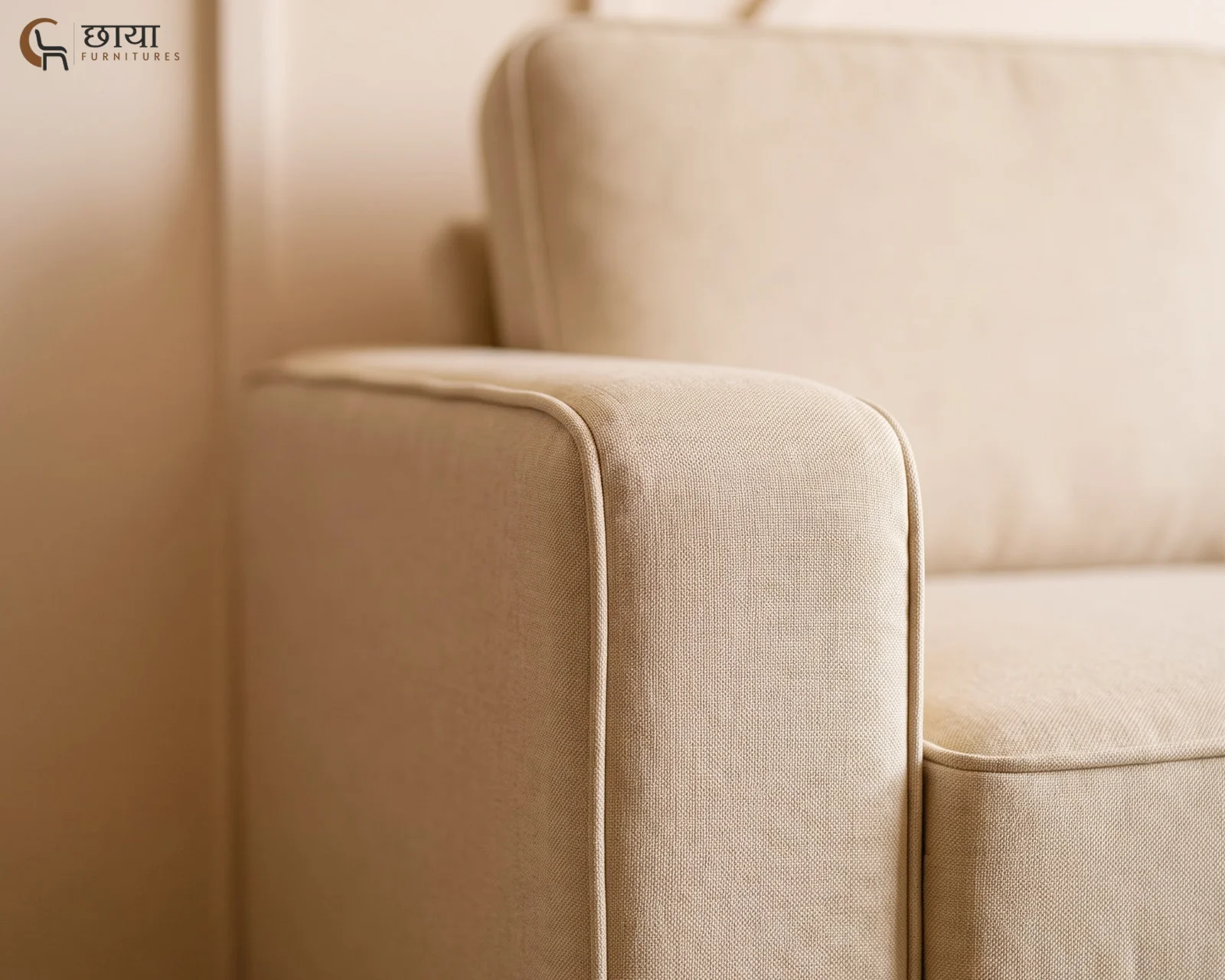 Cairo 2 Seater Fabric Sofa (Cream) — closeup