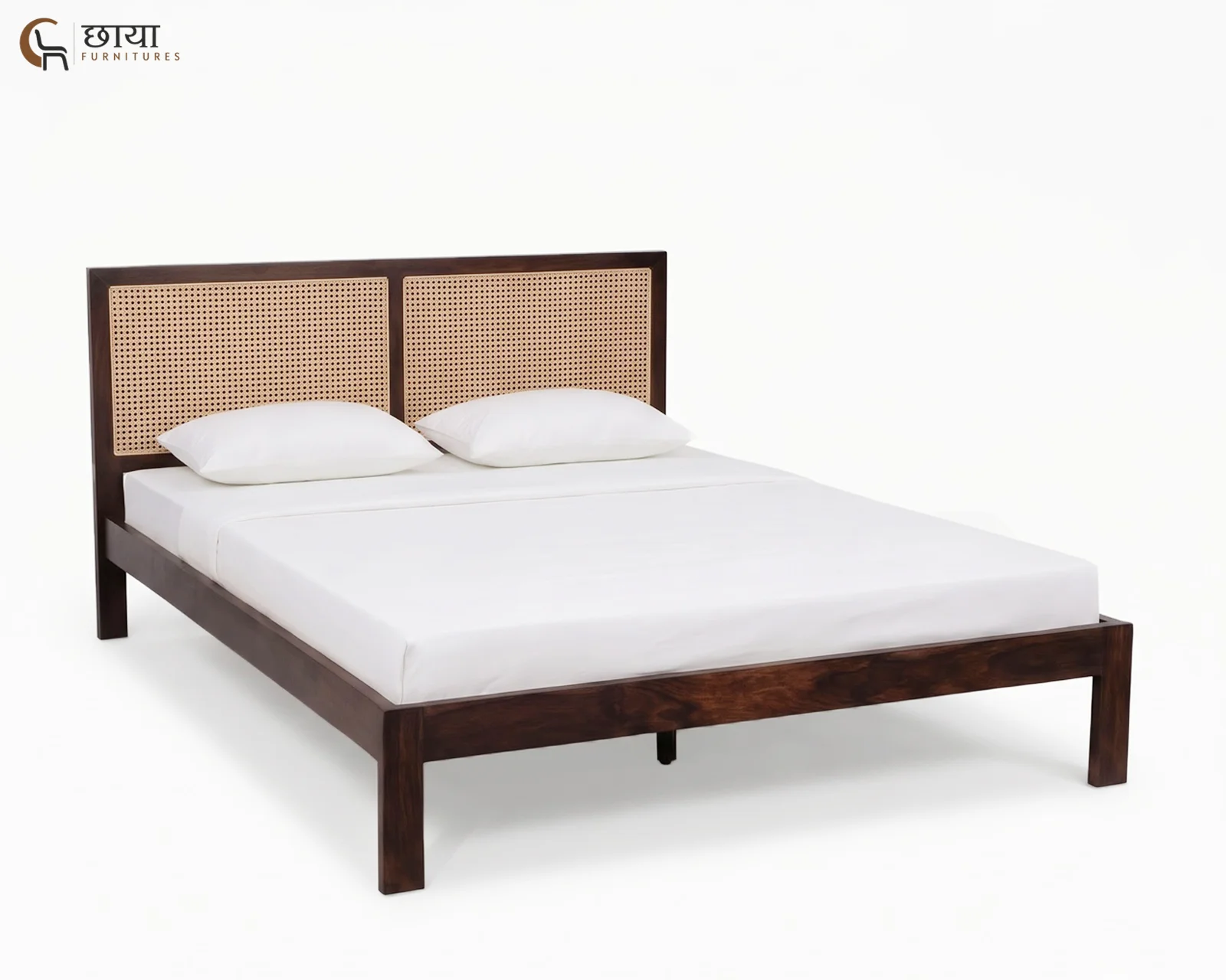 Adam Sheesham Wood Bed Without Storage (King Size, Walnut Finish) — 6