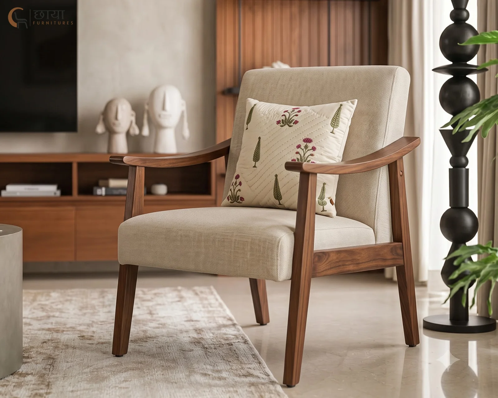 Wilder Arm Chair (Cream) — front 1