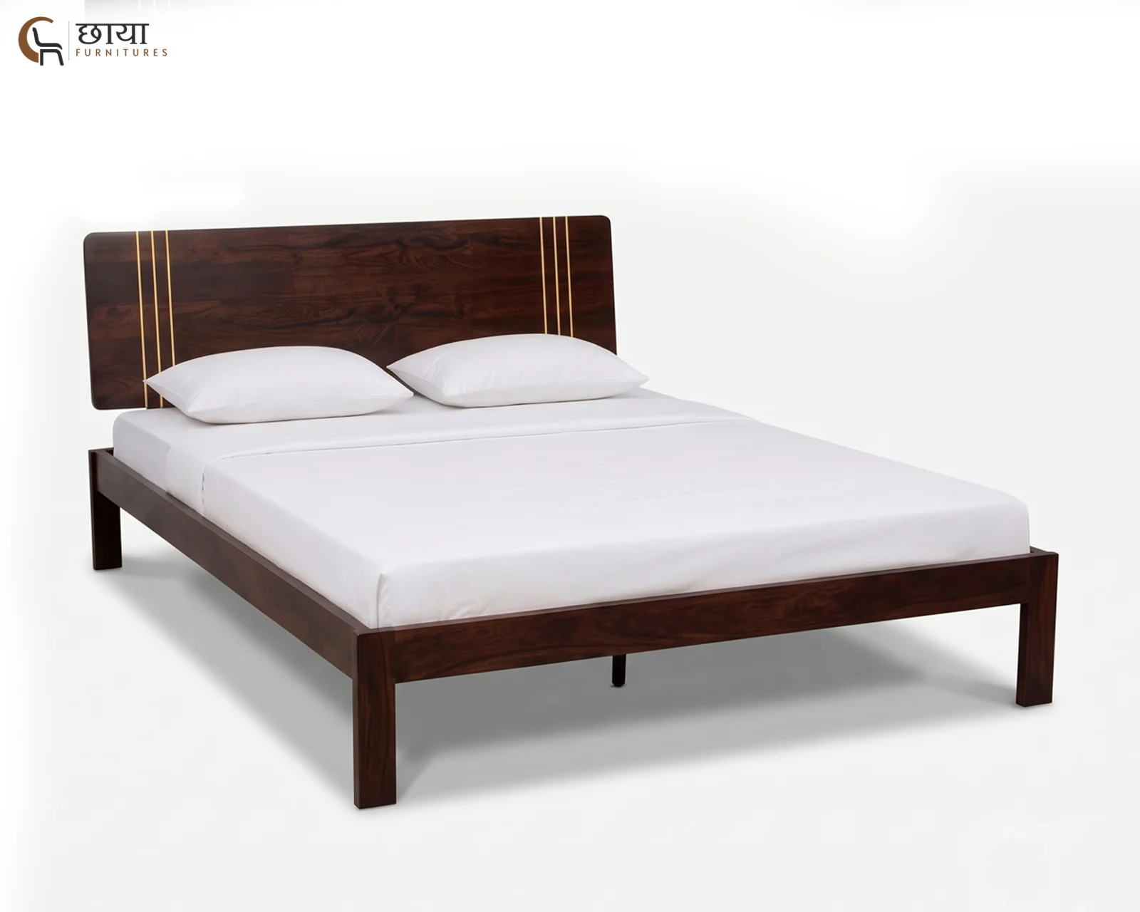 Eddie Sheesham Wood Bed Without Storage (King Size, Walnut Finish) — 4