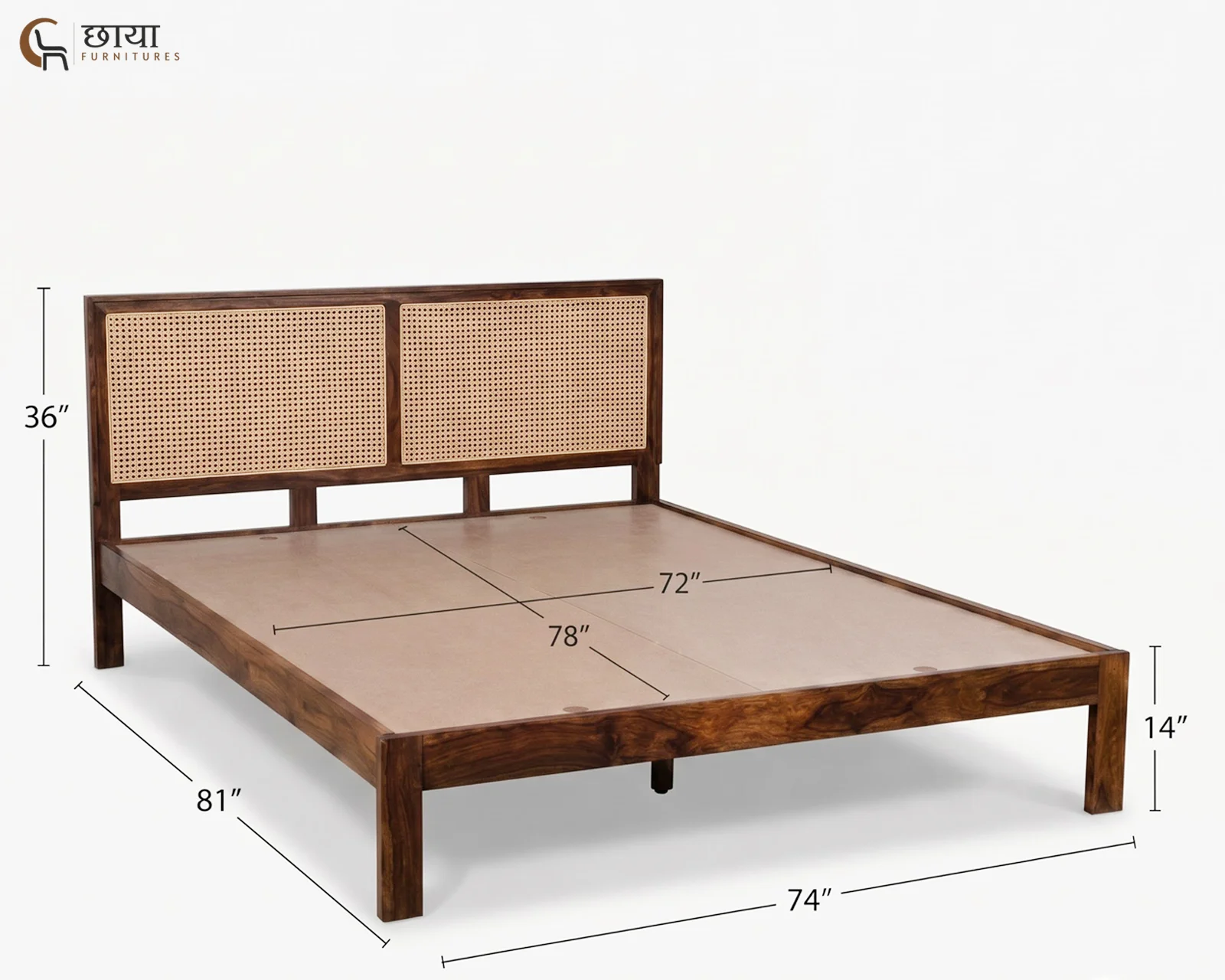 Adam Sheesham Wood Bed Without Storage (King Size, Honey Finish) — king (2)
