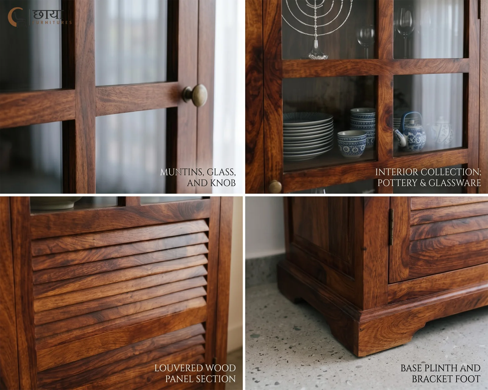 Steve Sheesham Wood Kitchen Cabinet (Honey Finish) — 21