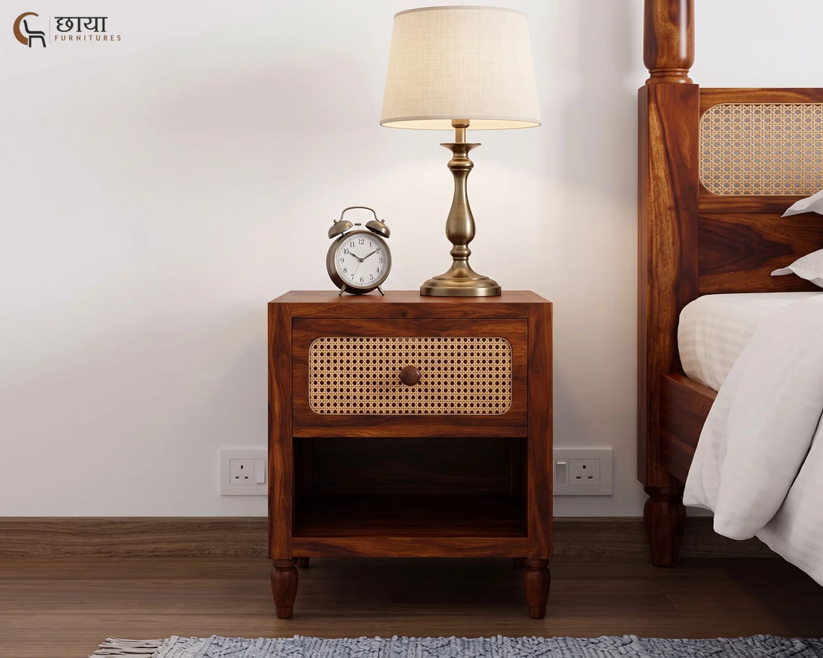 Samrat Bedside Table (Honey Finish) — 8