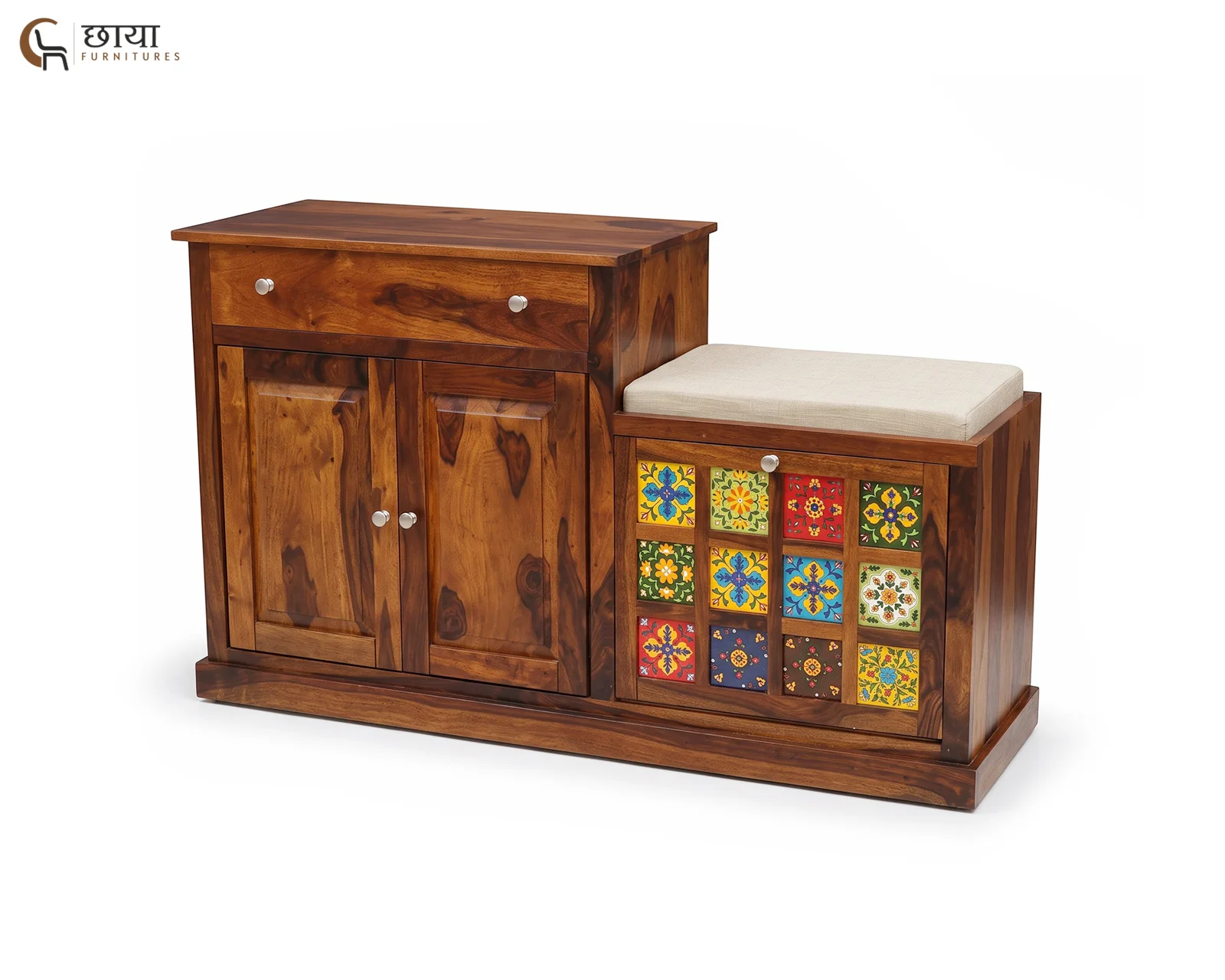 Elara Shoe Rack (Honey Finish) — 2