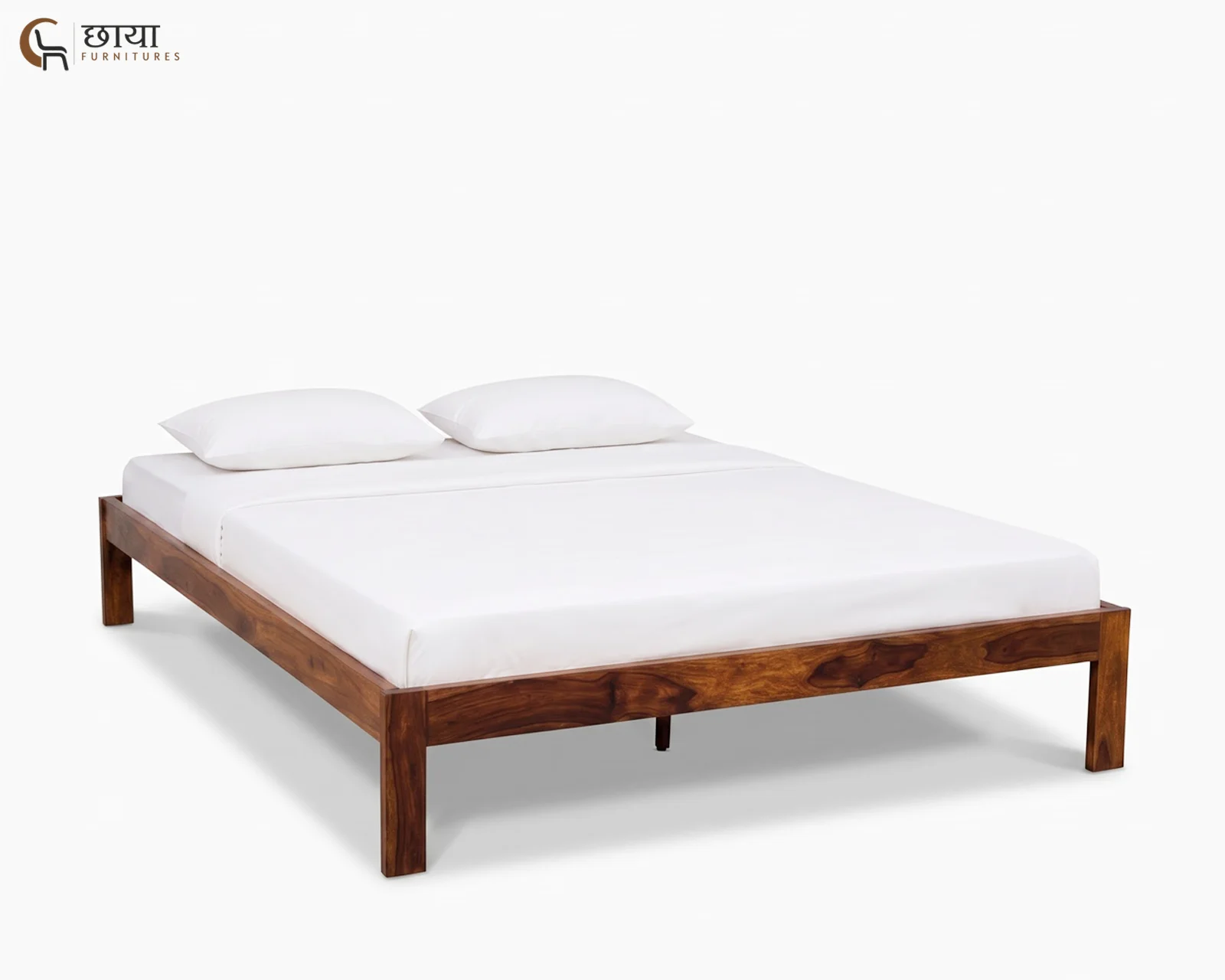 Yara Sheesham Wood Bed Without Storage (Queen Size, Honey Finish) — 8
