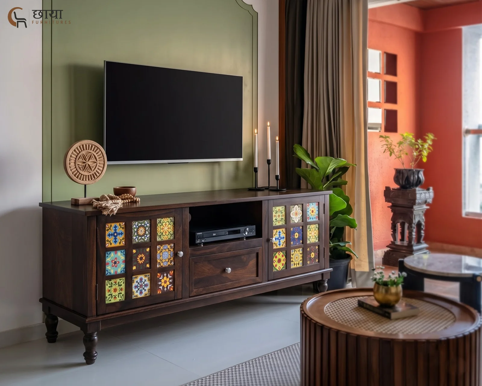 Alvara TV Unit (Walnut Finish) — front (1)
