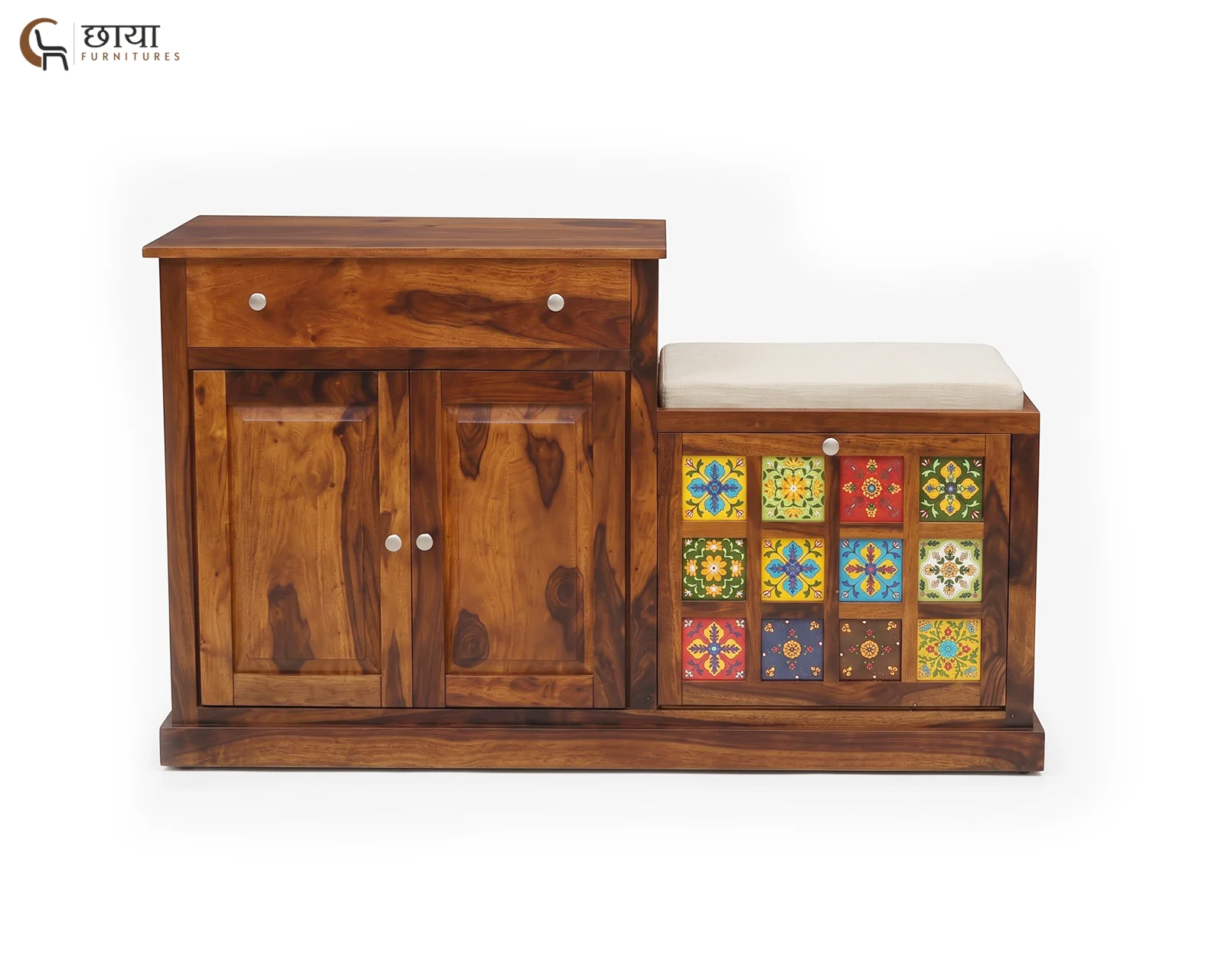 Elara Shoe Rack (Honey Finish) — 1
